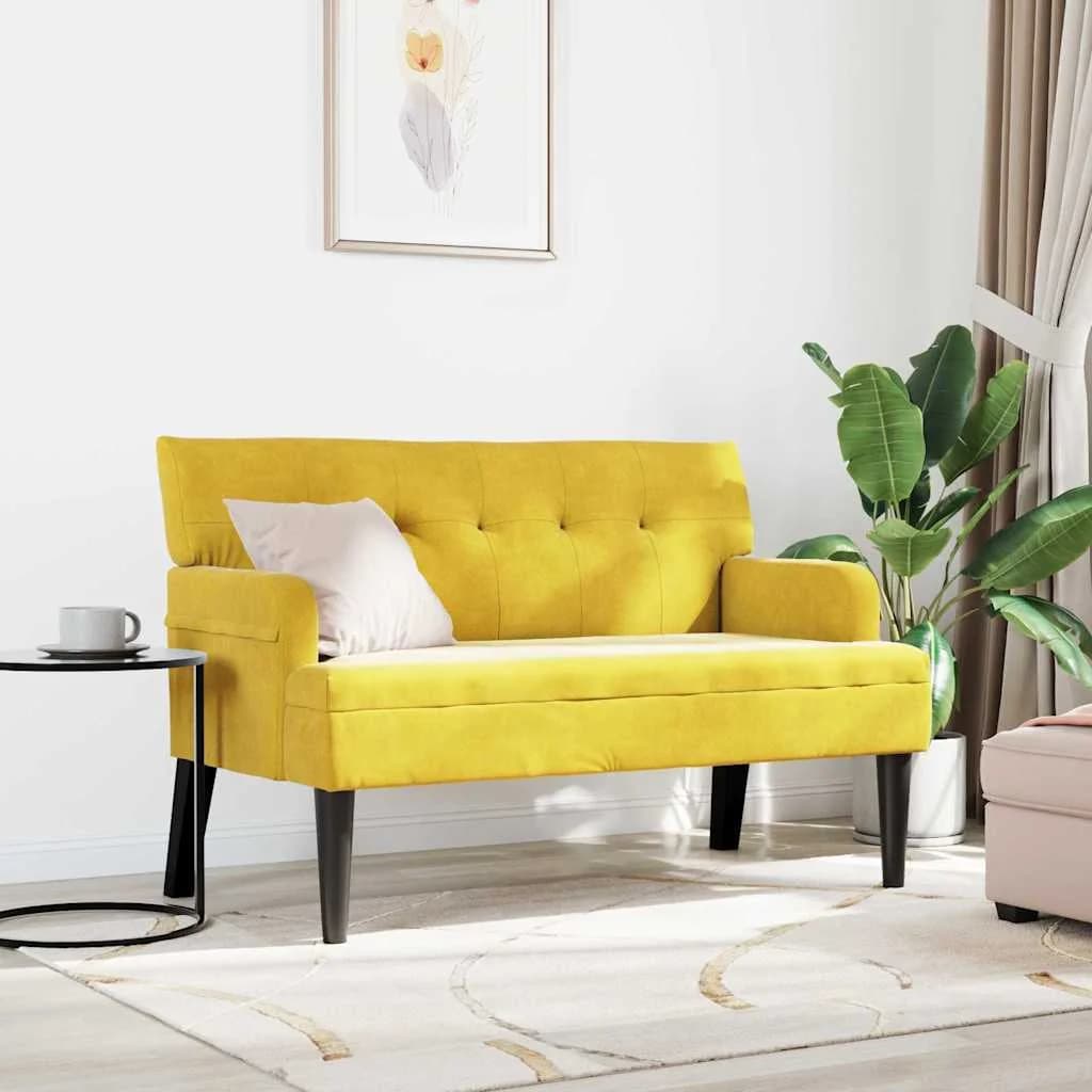 Chesterfield klop Rumena 112 x 65,5 x 75 cm Žamet - slika 3