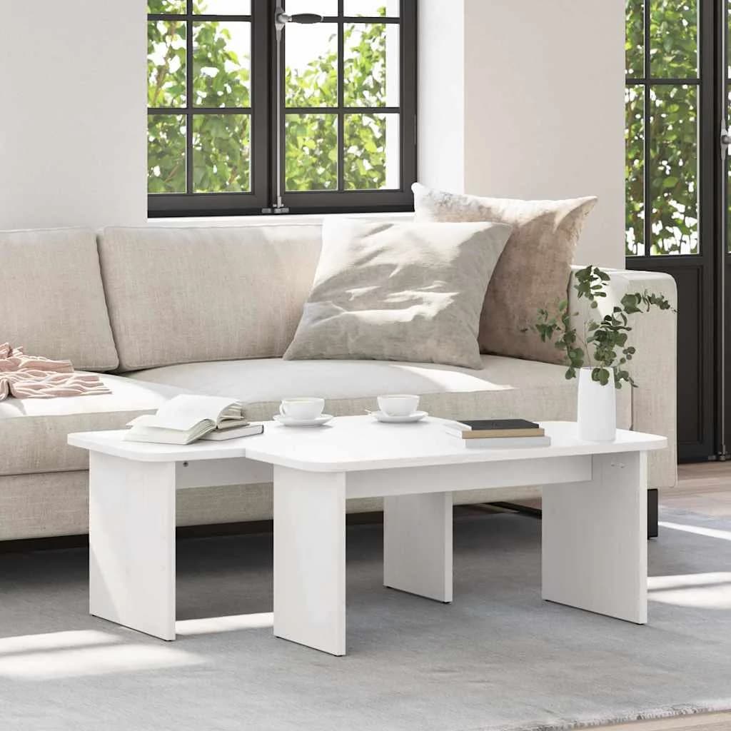 Klubska miza 2 kos Bela 100 x 69 x 35,5 cm Trdna borovina