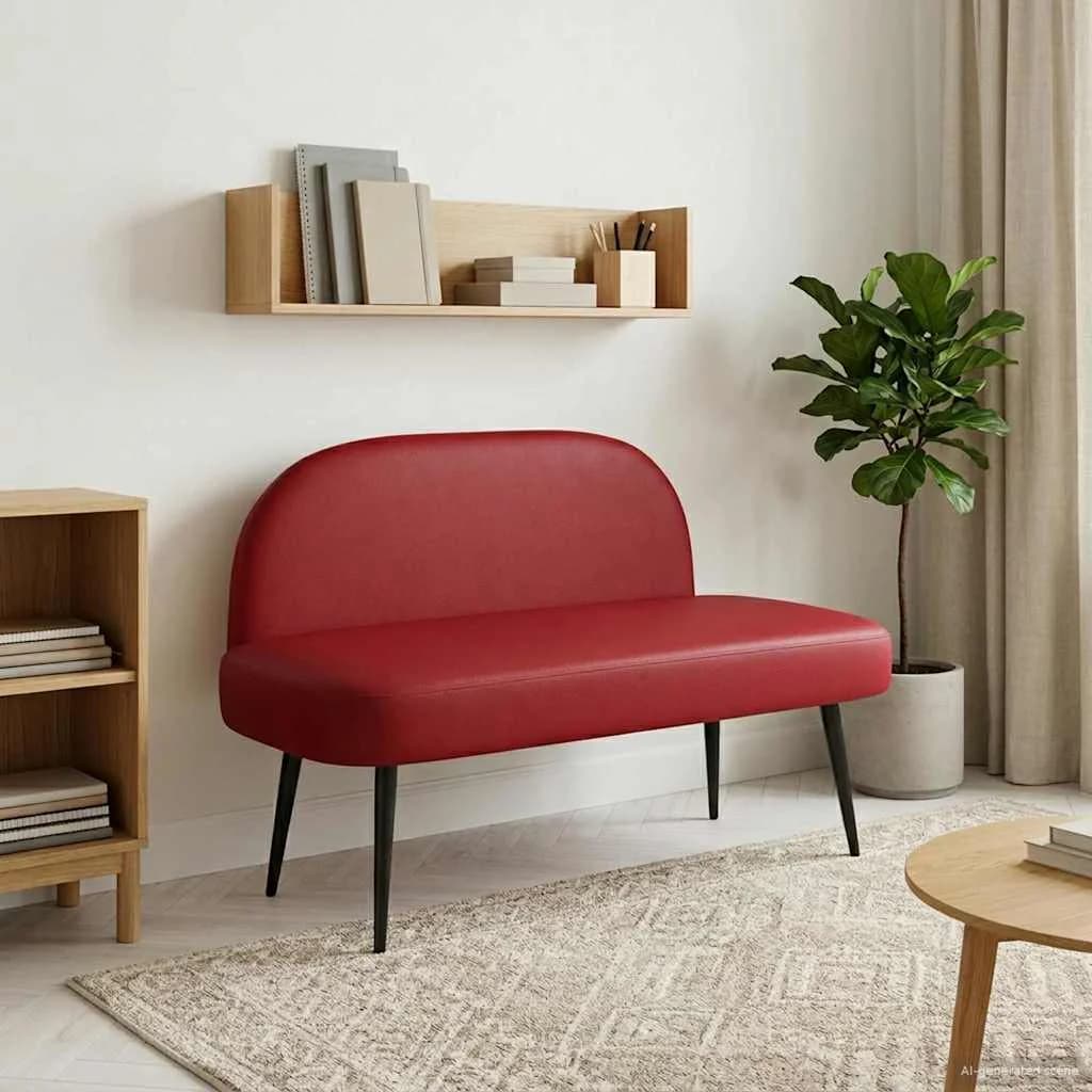Oblazinjena klop z naslonom vinsko rdeča 110 x 60 x 76 cm