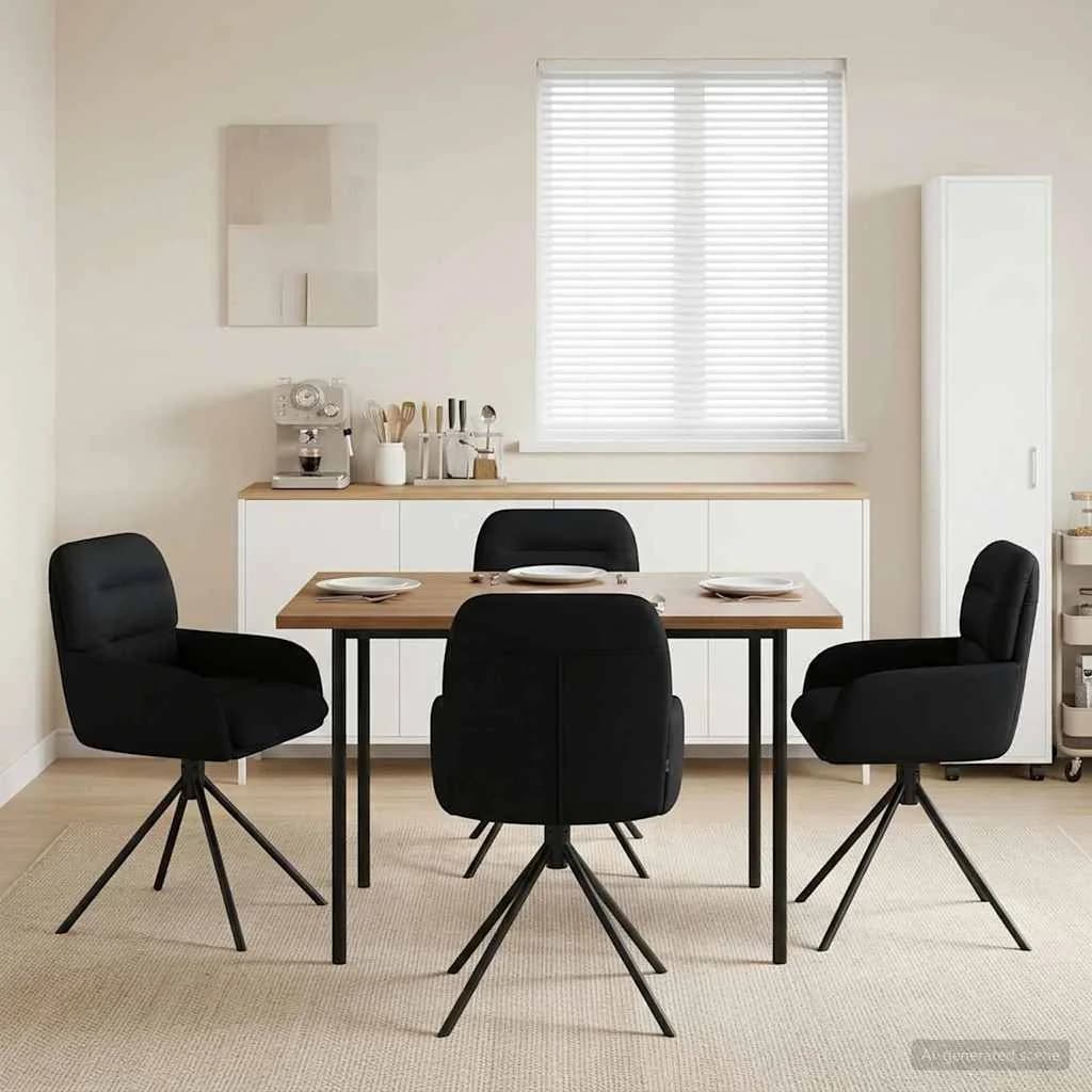 Vrtilne jedilne stole 4 kos Umetno usnje Črna 59 x 59,5 x 90 cm