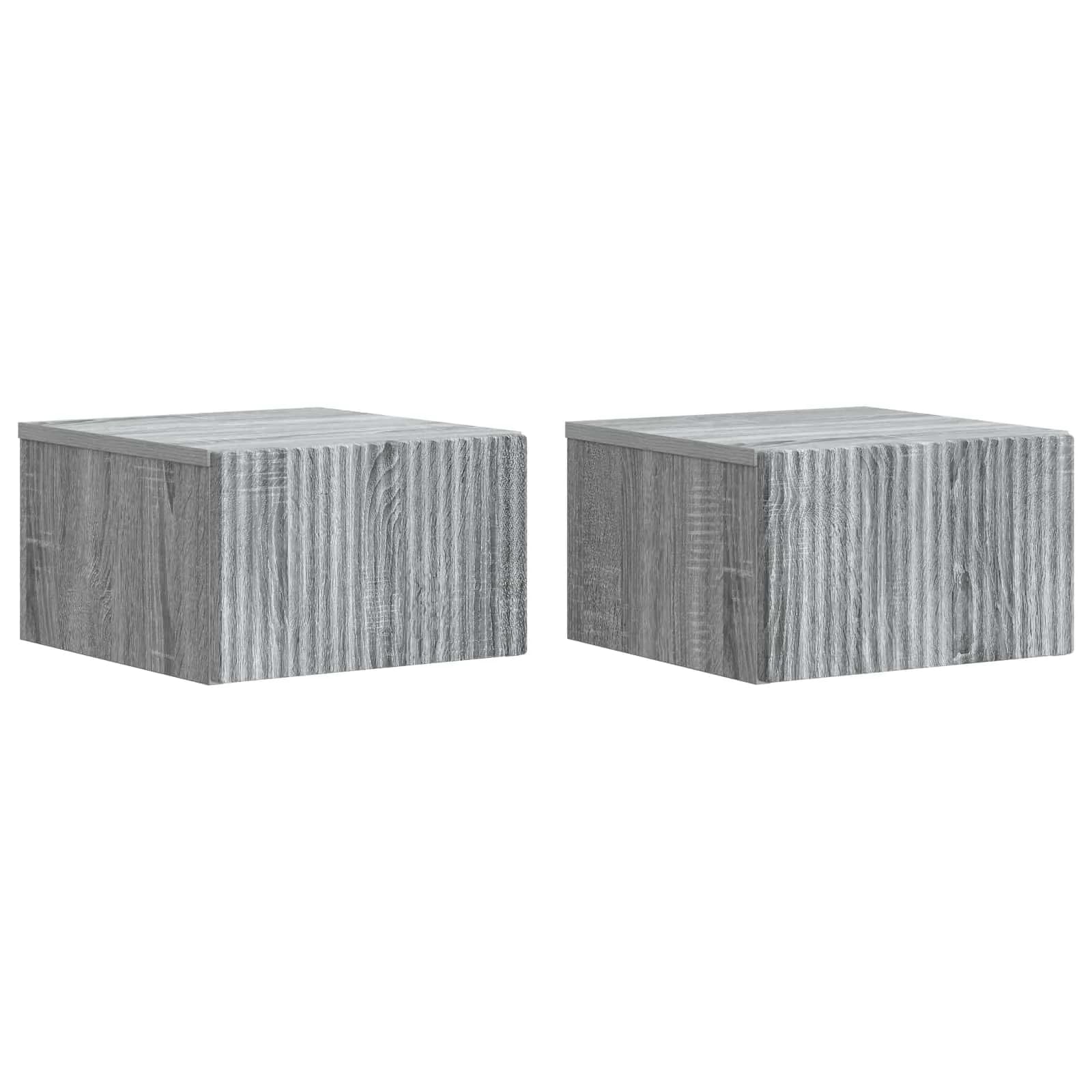 Stenski nočni omarici 2 kos Siva Sonoma 33 x 34,5 x 20 cm - slika 2