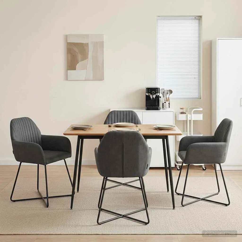Jedilni stoli 4 kos Žamet Temno siva 55 x 50 x 84 cm