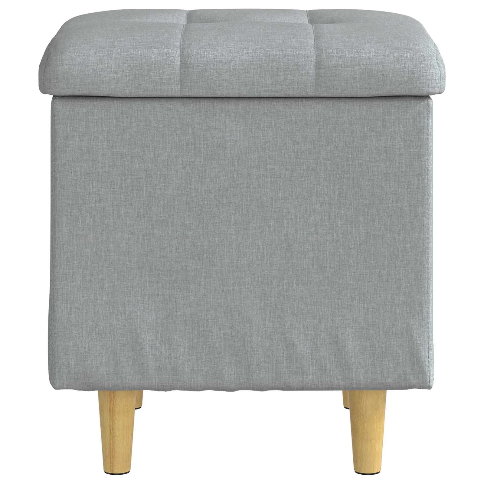 Ottoman s shranjevanjem Svetlo siva 40 x 40 x 45 cm blago - slika 6