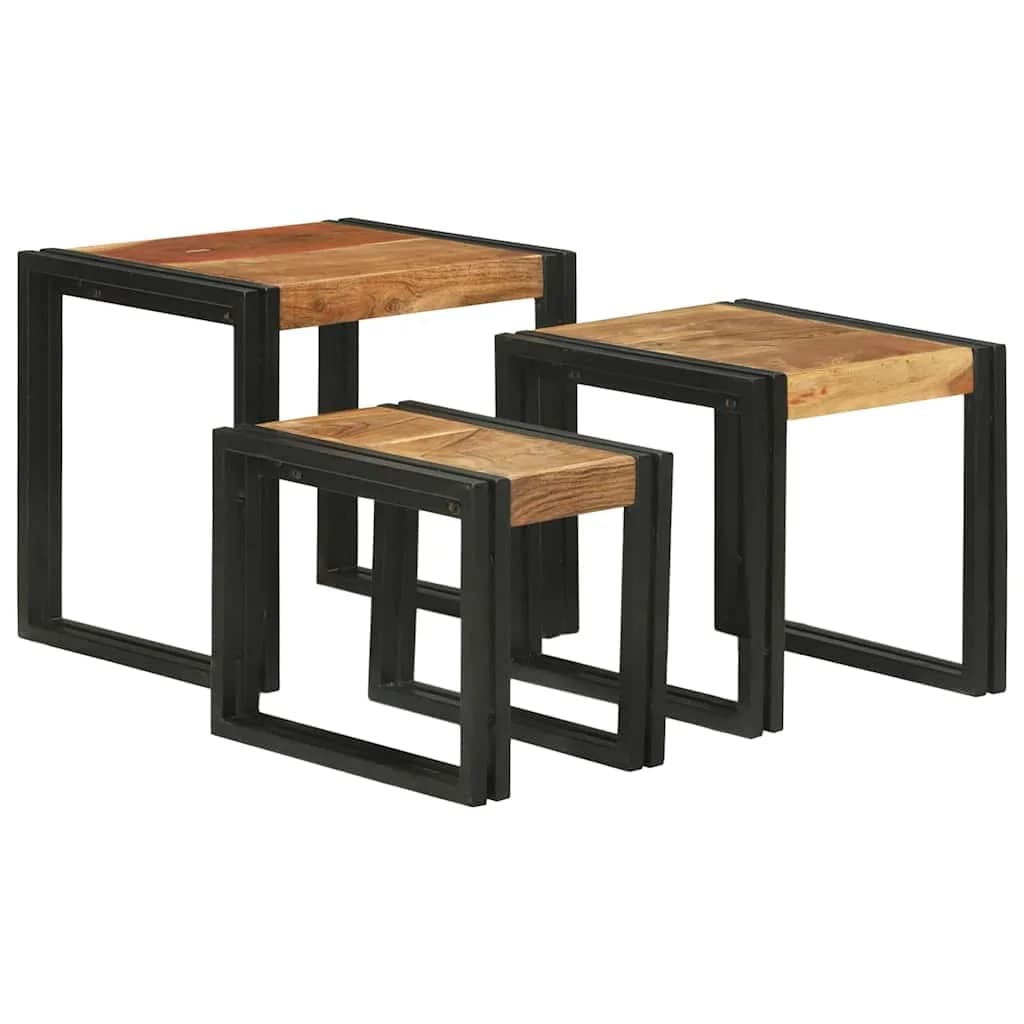 Nesting miza 3 kos Rjava in črna 50 x 40 x 45 cm - slika 5