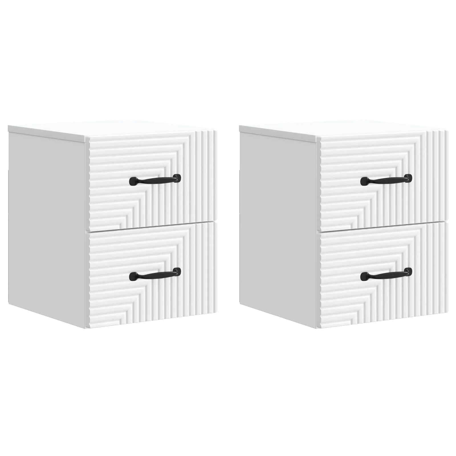 Stenski nočni omarici 2 kos Bela 34,5 x 33 x 40 cm - slika 2