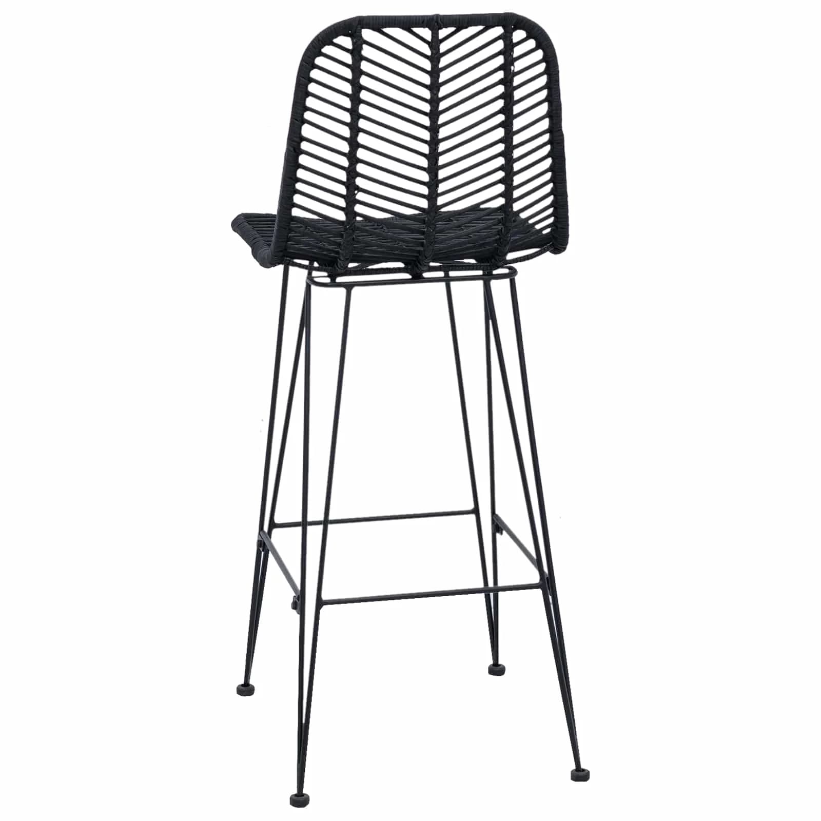 Barski stol 2 kos Črna 44 x 52 x 111 cm Ratan in železo - slika 7