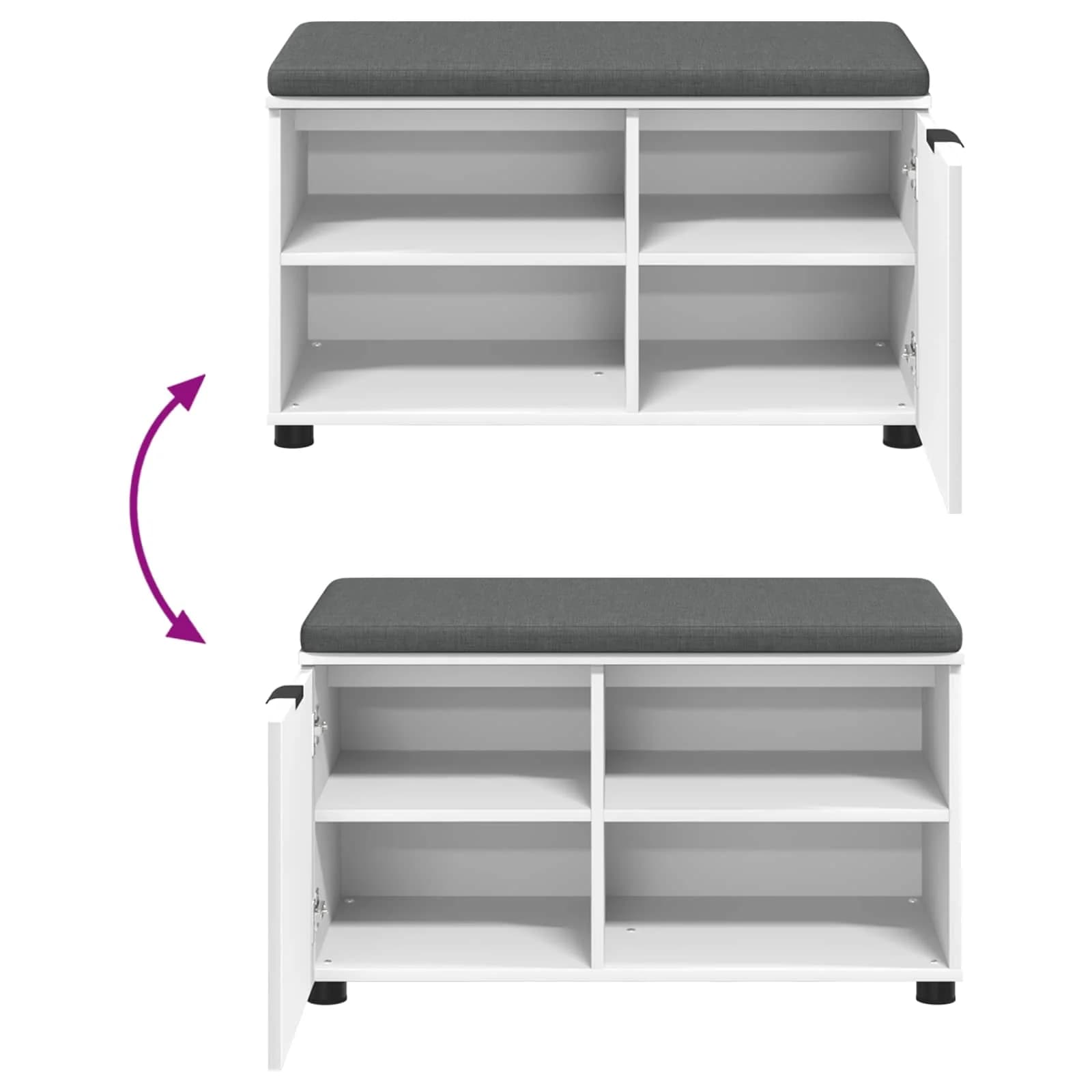 Haldna klop Bela 80 x 38 x 46 cm Oblikovan Les in Tkanina - slika 10