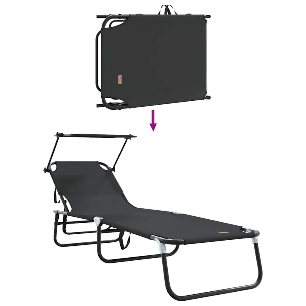 Zložljiv ležalnik Črna 190 x 57 x 81 cm oxford - slika 10