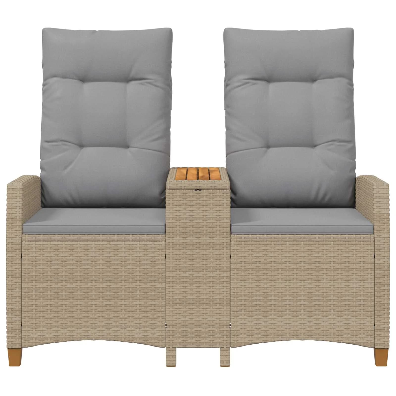 Zložljiva klop s tabelo Bež in svetlo siva 126 x 65 x 112 cm - slika 4