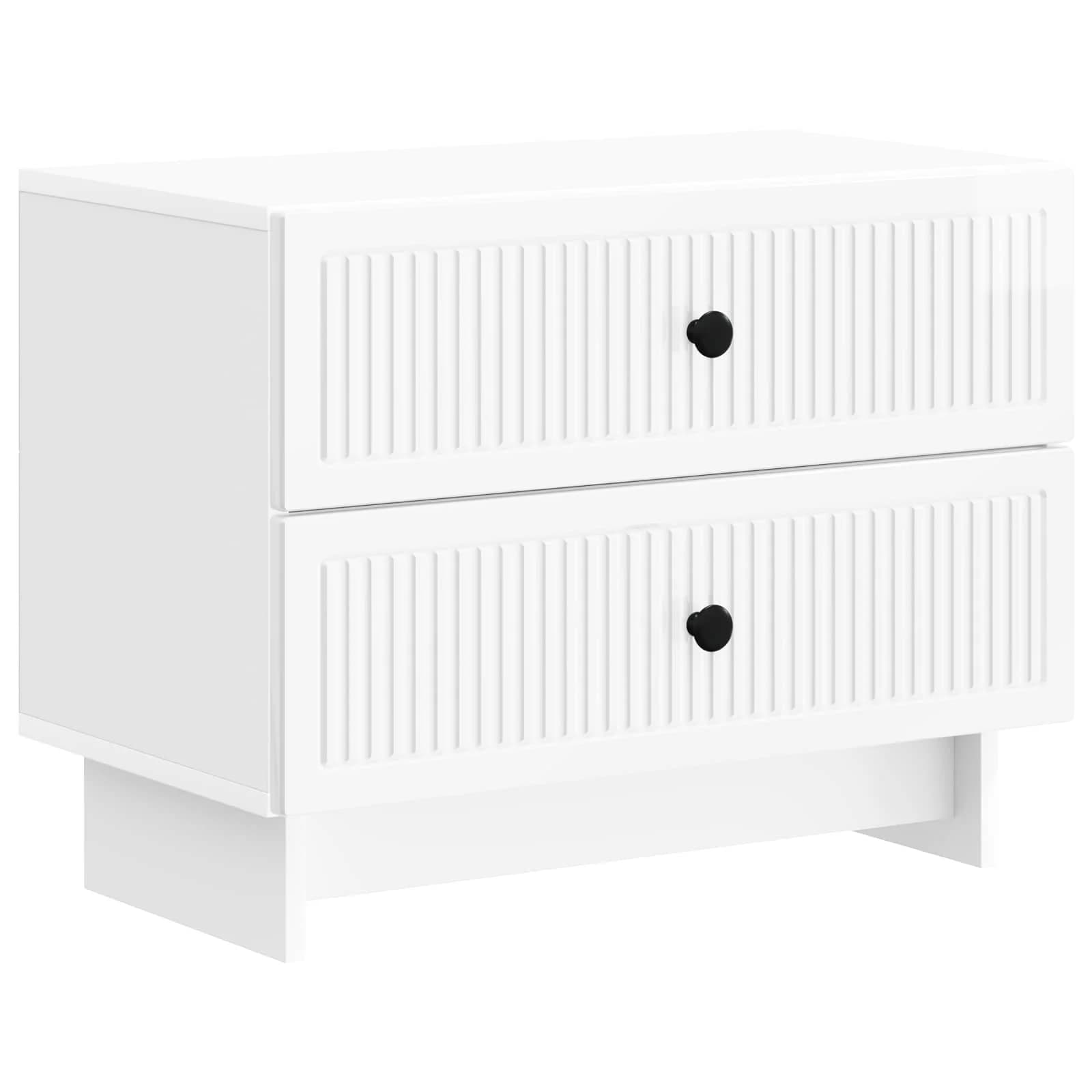 Nočna omarica s predalom Bela visok sijaj 62 x 34,5 x 47,5 cm - slika 2