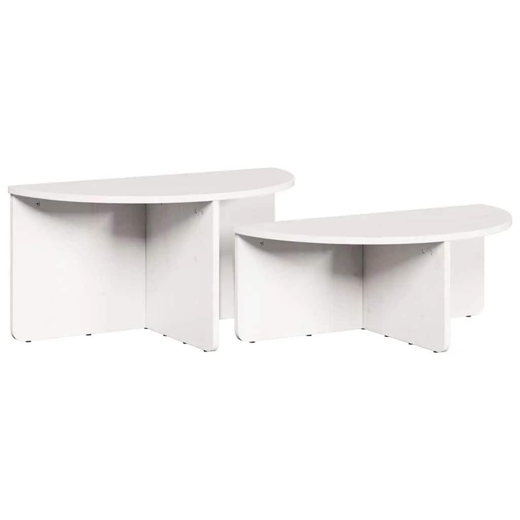 Klubska miza 2 kos Bela 79 x 39,5 x 40 cm Trdna borovina - slika 2