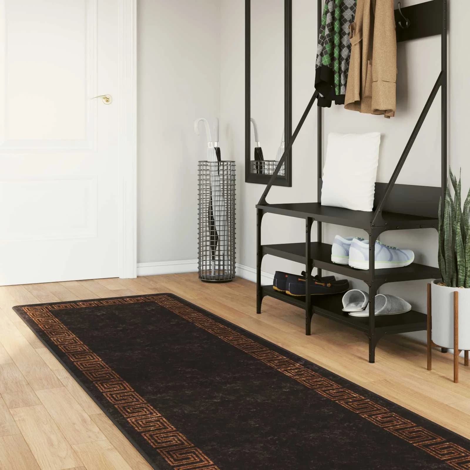 Preproga runner MARSA Črna 100 x 400 cm Poliester in PVC