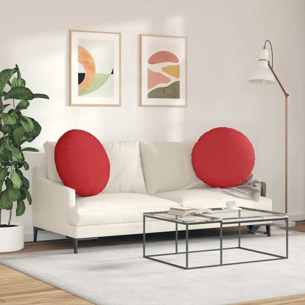 Sedežne blazine 2 kos blago Rdeča Ø80 x 29 cm - slika 4