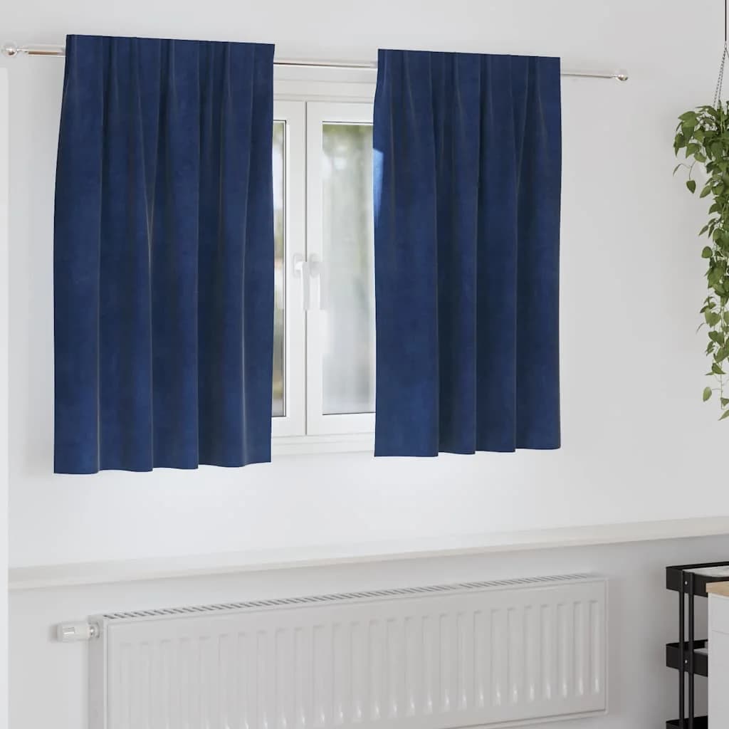 Zatemnitvene zavese 2 kos Temno modra 140 x 140 cm Žamet