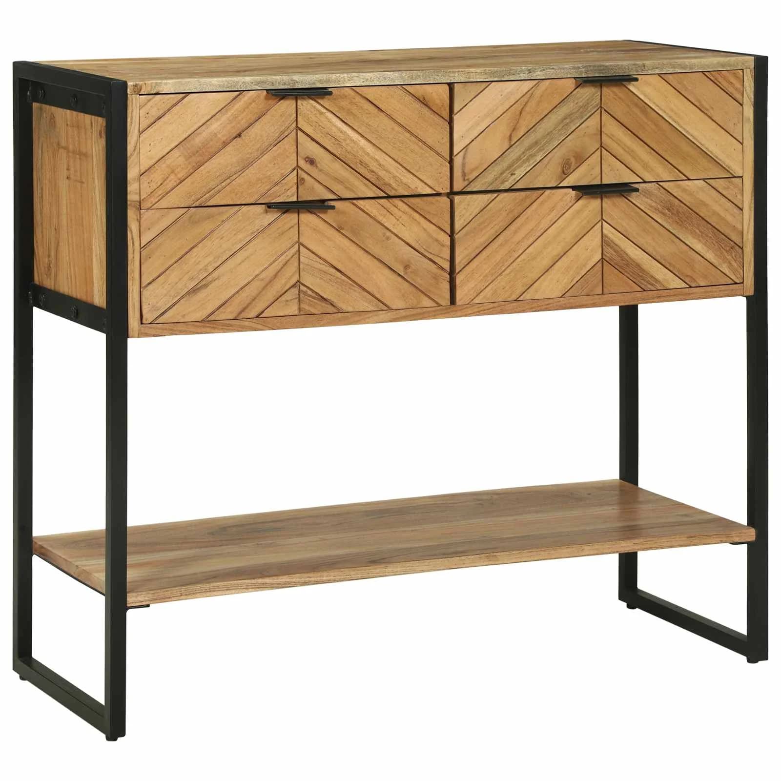 Konzolna miza Rjava 90 x 35 x 80 cm Masiven les akacije - slika 2