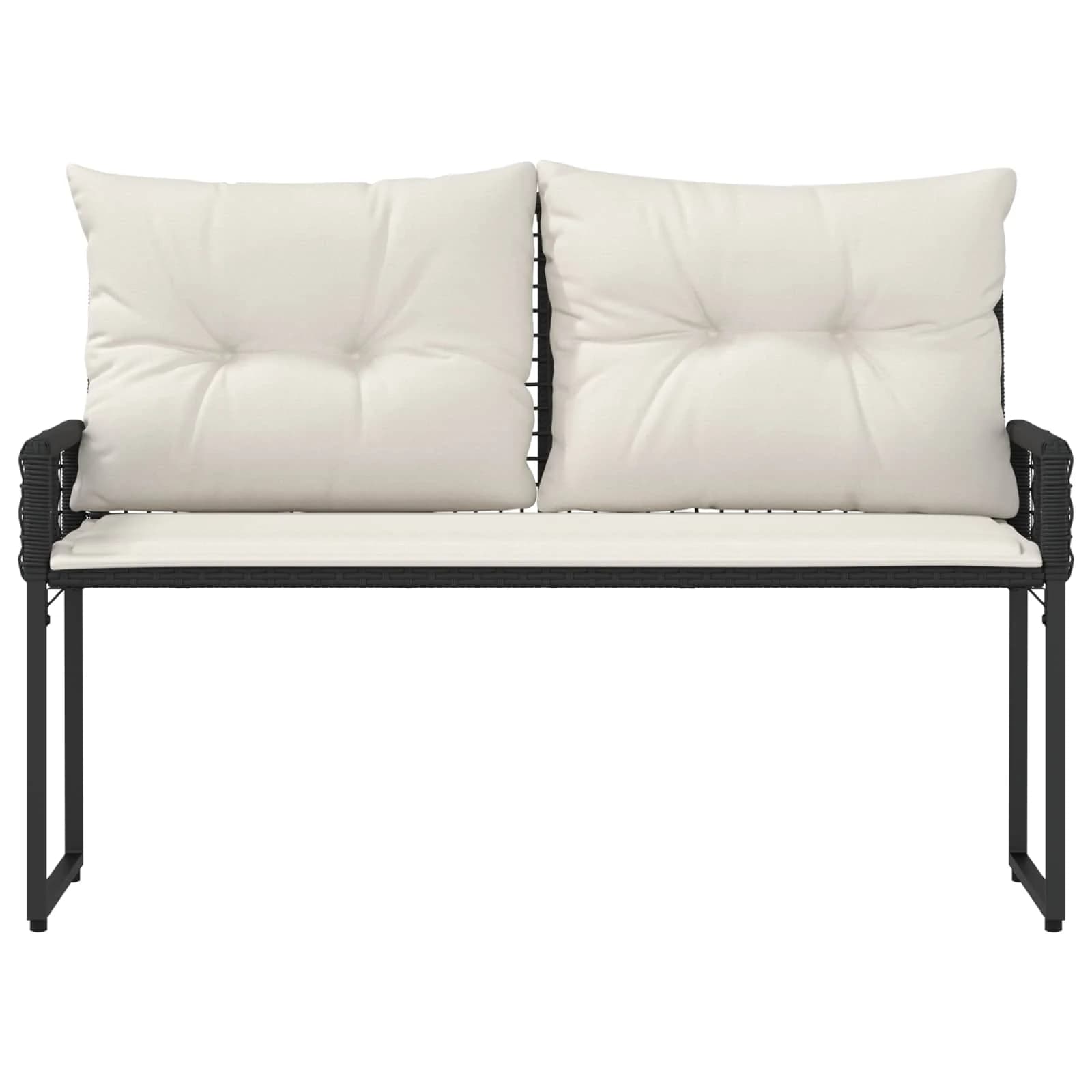 Zunanja klop z blazino Črna in krem bela 118 x 55 x 82 cm - slika 5