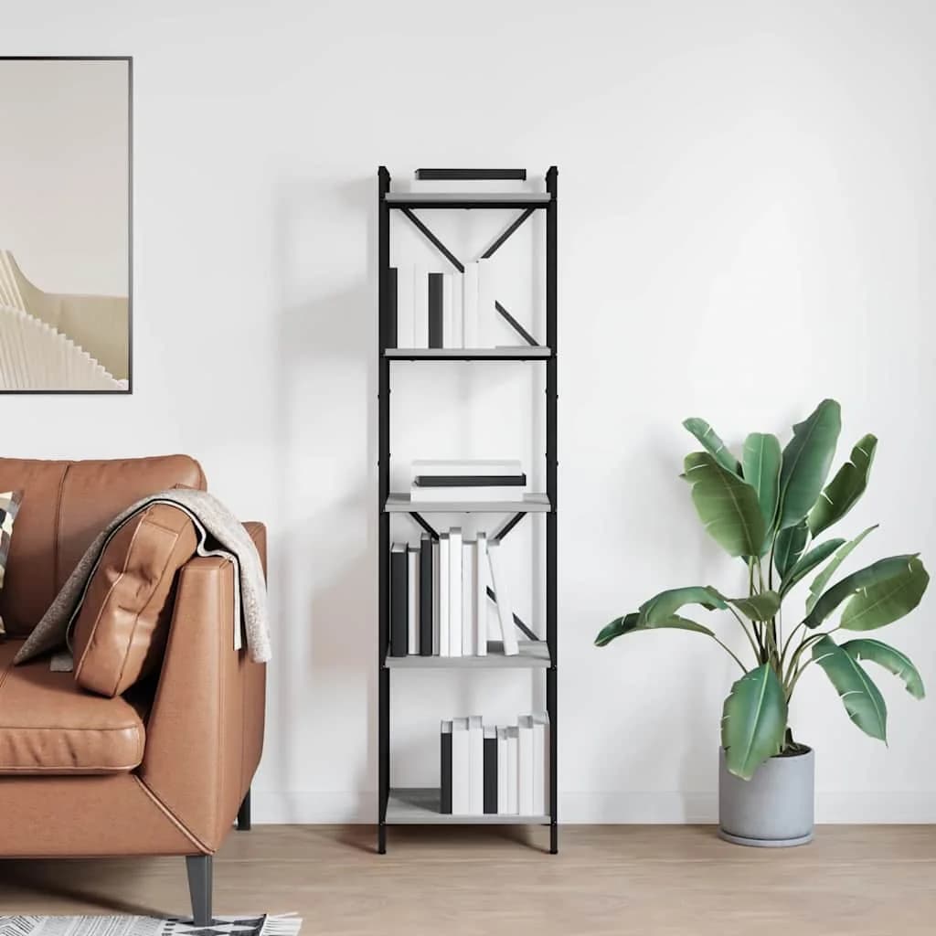 Knjižna polica 40 x 30 x 155 cm Inženirski les Siva sonoma