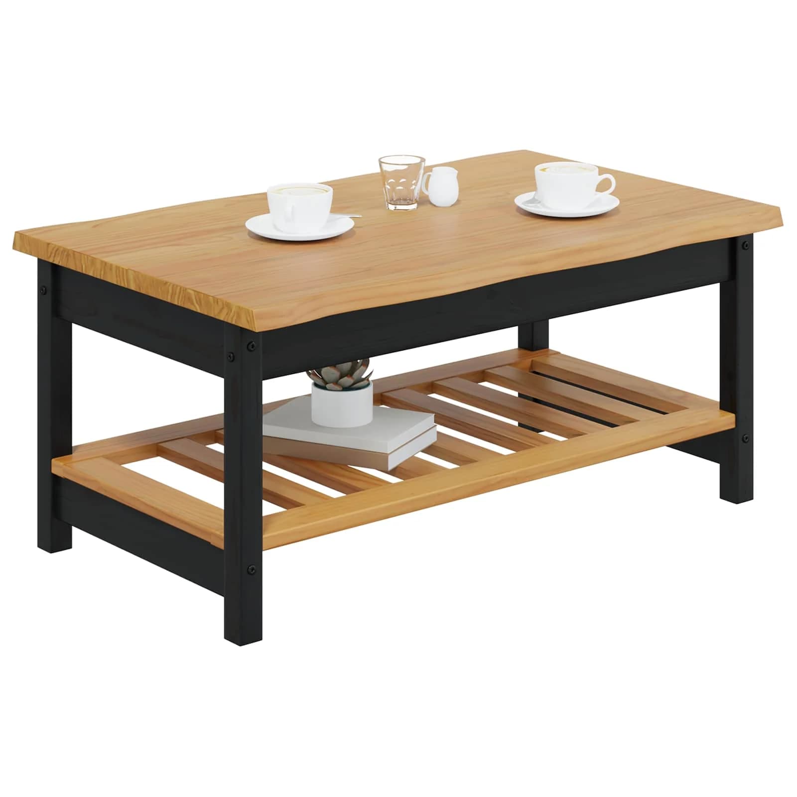Klubska miza EKAI Črna 100 x 60 x 45,5 cm Trdna borovina - slika 3