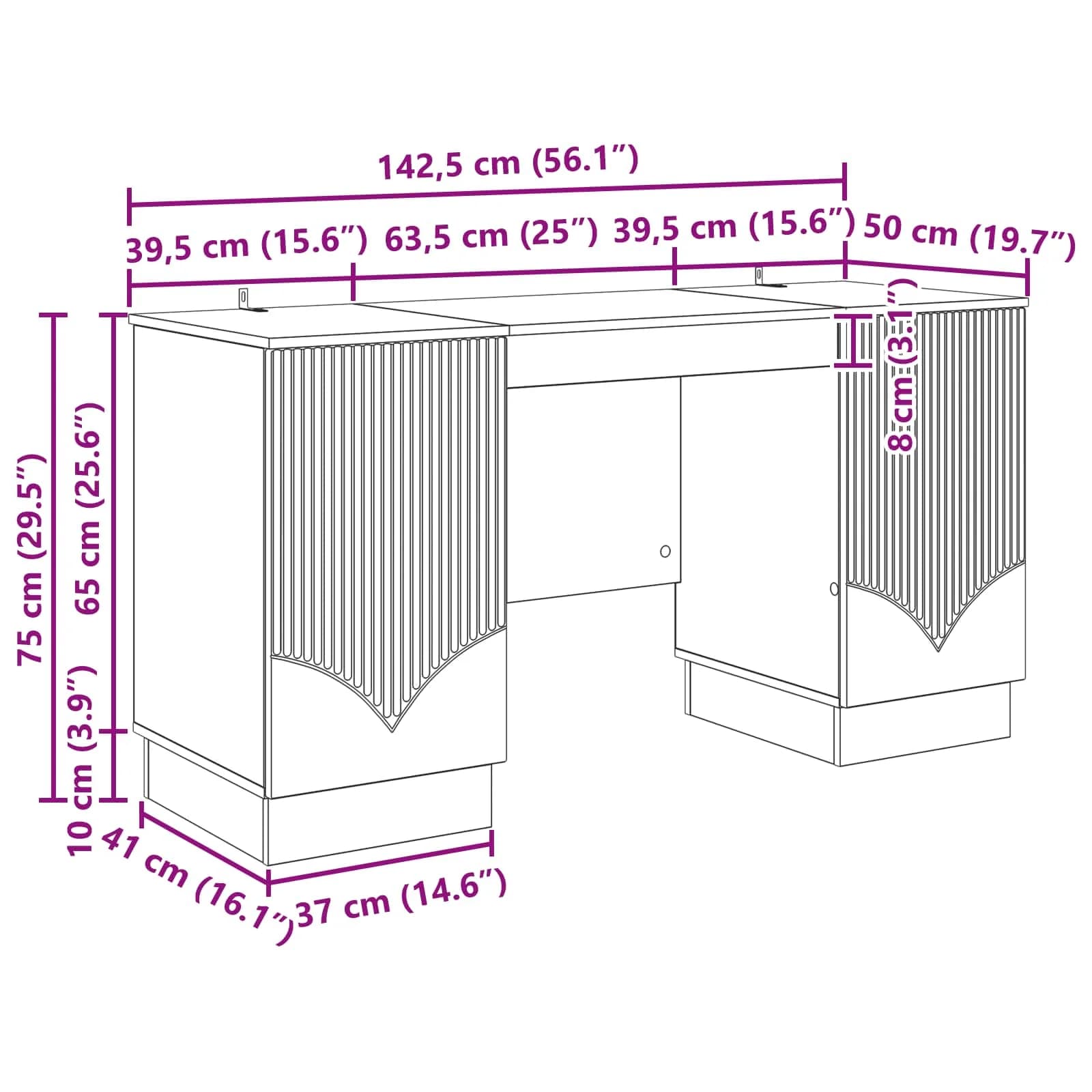 Miza s polico Betonsko siva 142,5 x 50 x 75 cm Inženirski les - slika 9