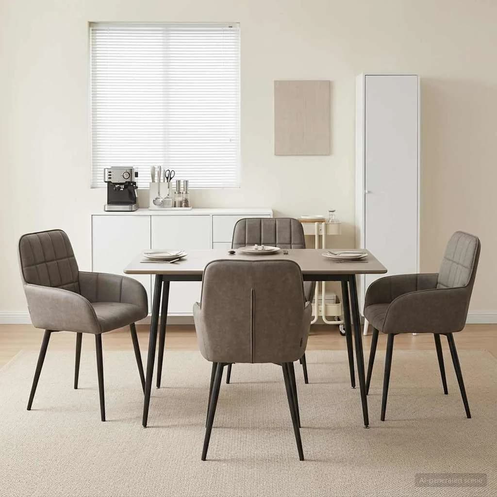 Jedilni stoli 4 kos Umetno usnje Siva 57 x 50 x 85 cm