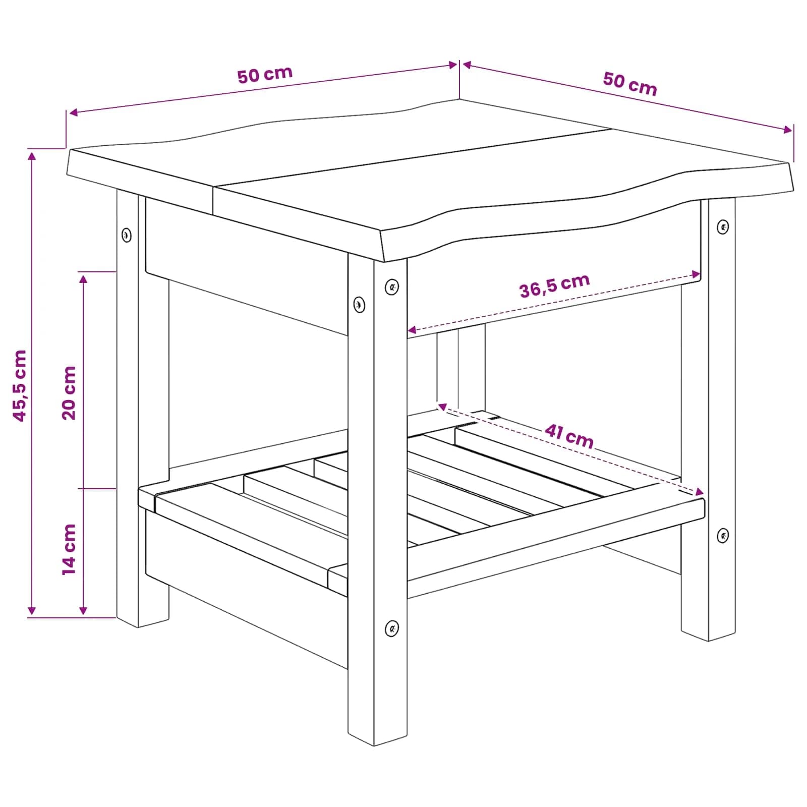 Stranska miza EKAI Bela 50 x 50 x 45,5 cm Trdna borovina - slika 9