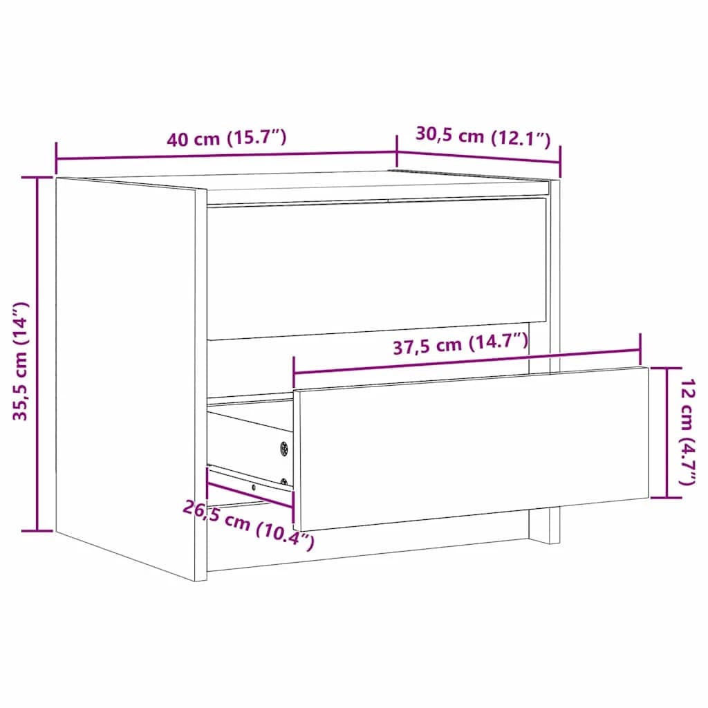 Posteljne mize 2 kos Voskast rjav 40 x 30,5 x 35,5 cm Borovina - slika 11