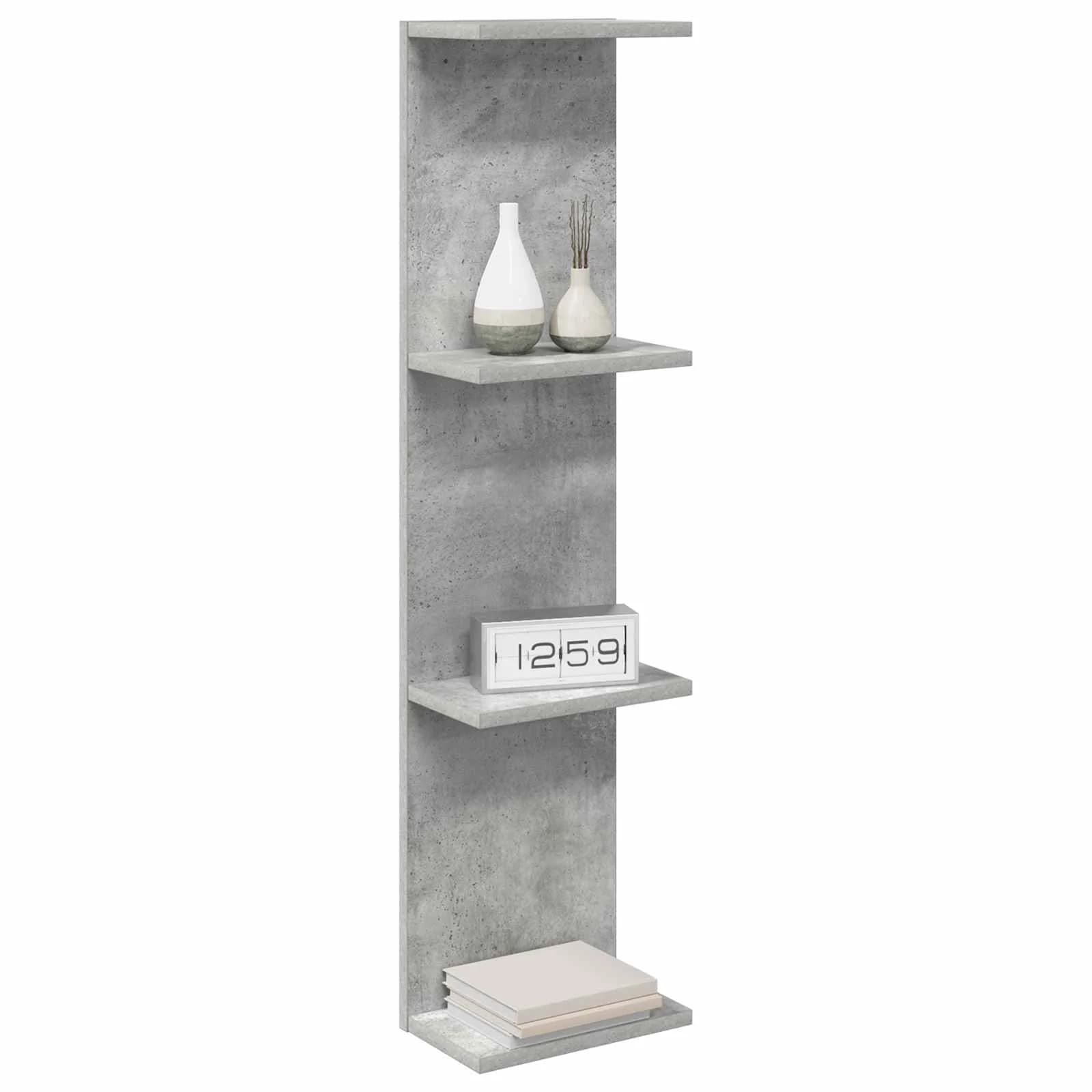 Stenska polica Betonsko siva 25 x 15 x 100 cm Inženirski les - slika 3