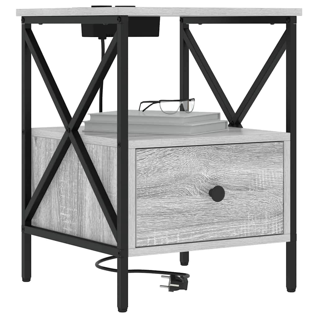 Nočna omarica Siva Sonoma 41,5 x 40,5 x 55 cm Inženirski les - slika 3