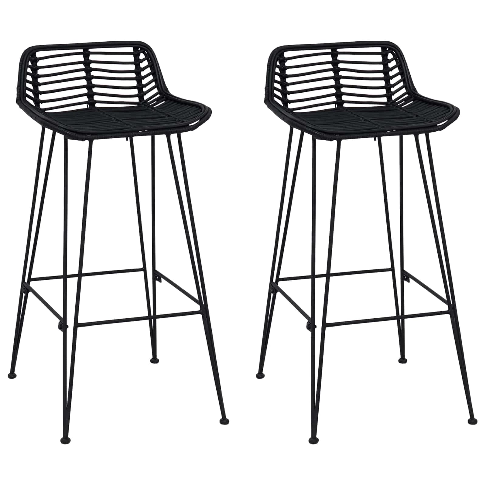 Barski stol 2 pcs Črna 44 x 46 x 91 cm Rattan in jeklo - slika 2