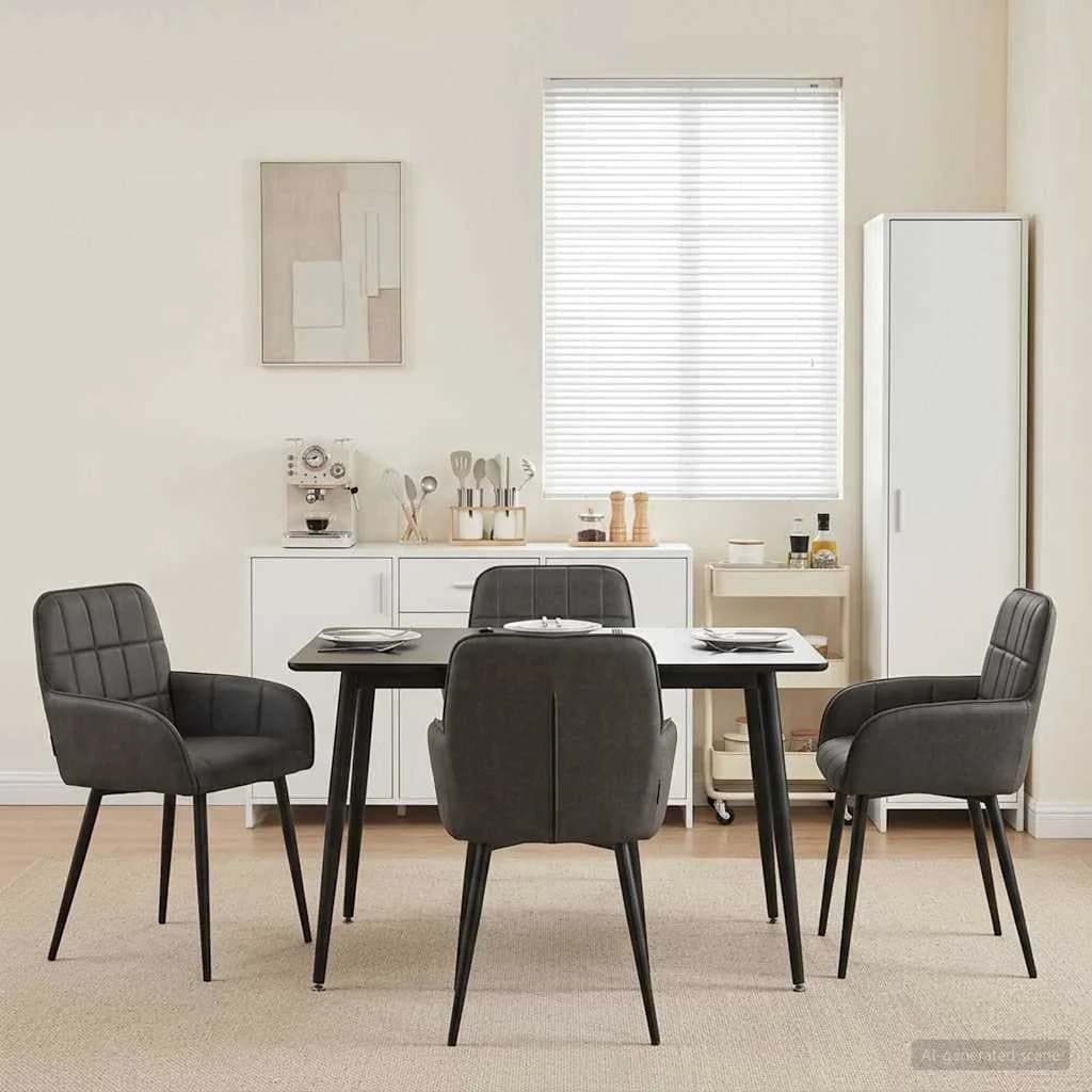 Jedilni stoli 4 kos Umetno usnje Črna 57 x 50 x 85 cm