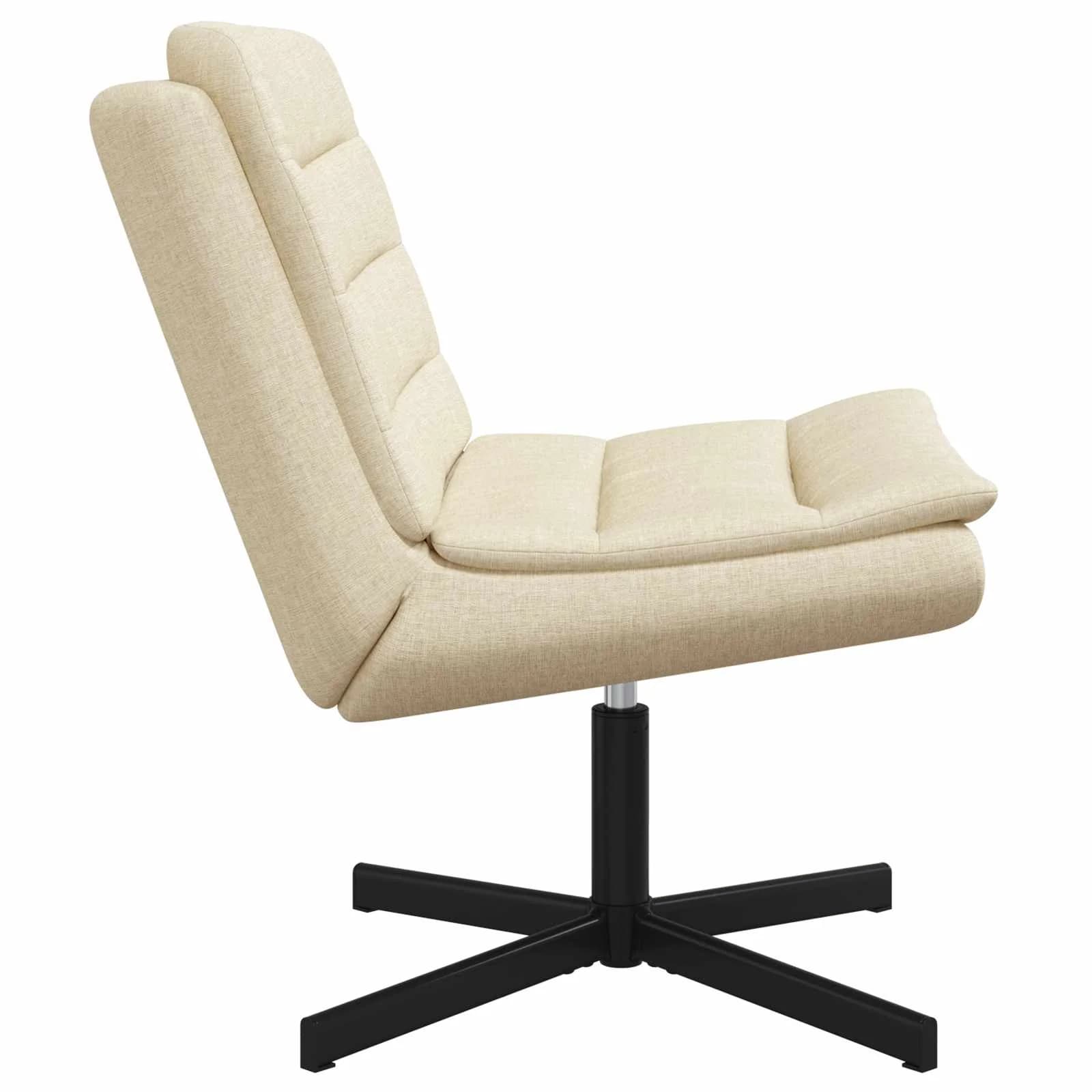 Vrtljiv stol krema 63 x 75 x 76 cm blago - slika 3
