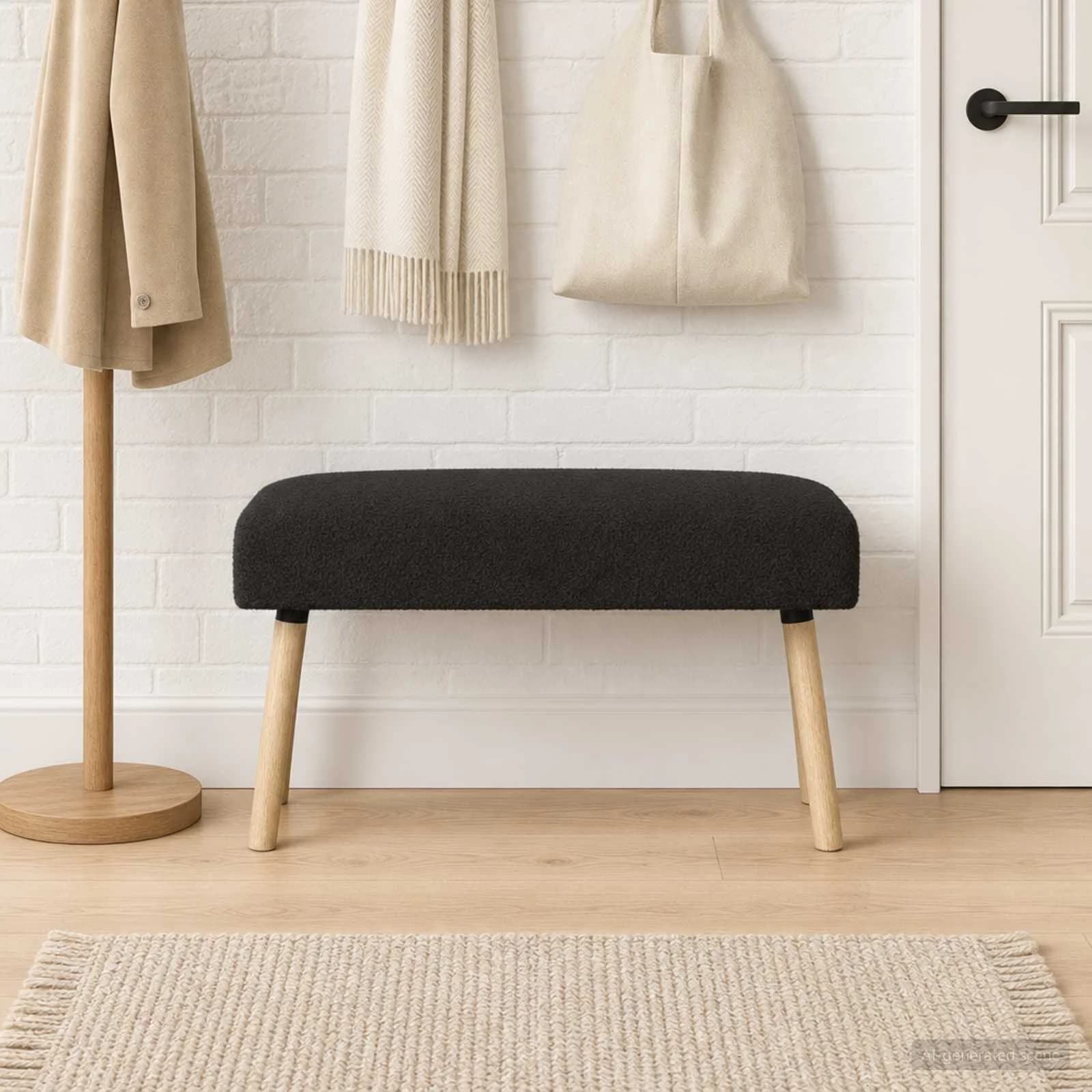 klop Enobarvno Črna 80 x 40 x 46 cm Bouclé - slika 3