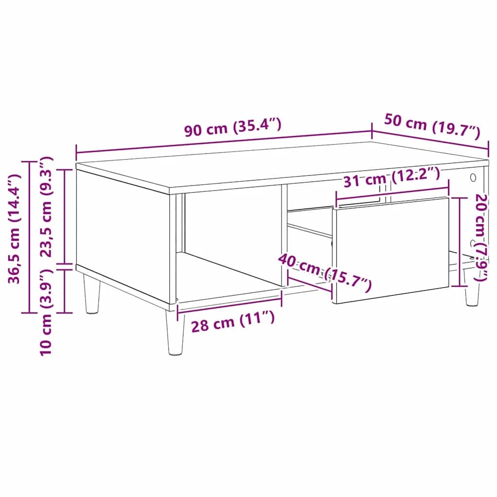 Klubska miza Star les 90 x 50 x 26.5 cm Inženirski les - slika 12