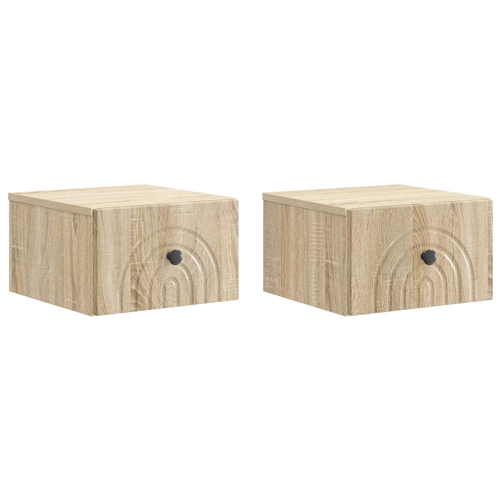 Stenski nočni omarici 2 kos Sonoma hrast 33 x 34,5 x 20 cm - slika 2