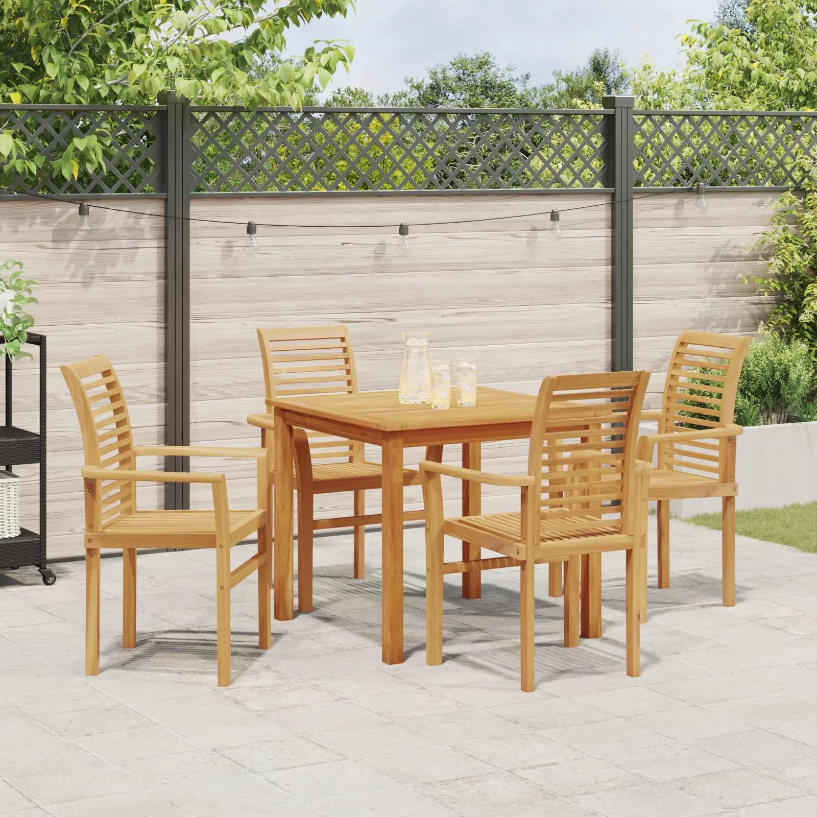 Jedilni stol 4 kos Trden tikov les Rjava 62 x 55 x 94 cm - slika 3