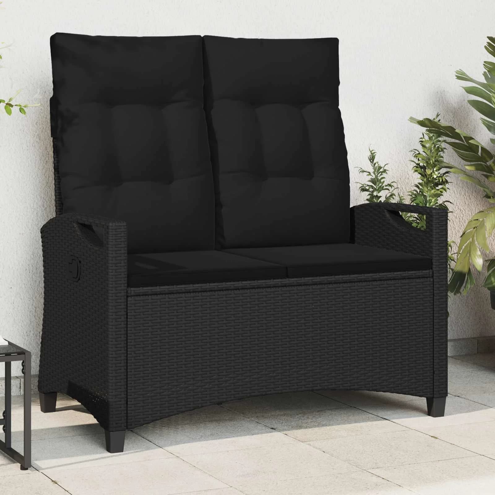 Vrtna klop z blazino Črna 105 x 60 x 112 cm Jeklo in poliestren