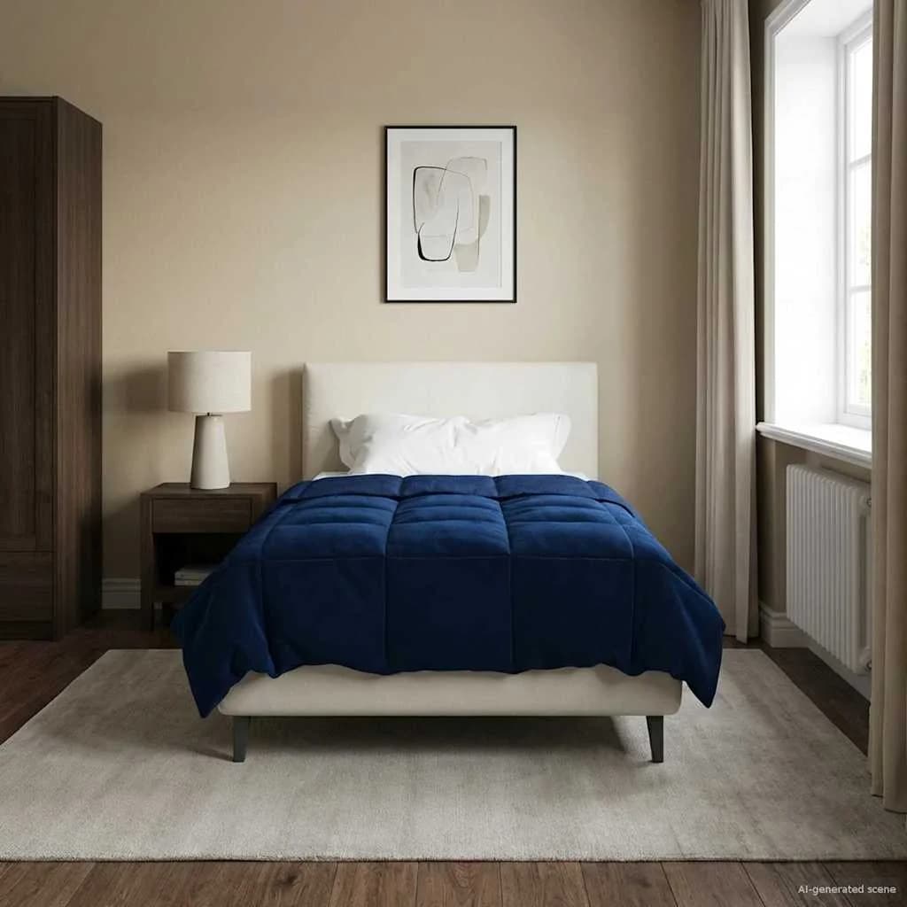 Zimska posteljnina Temno modra 140 x 200 cm Mikrovlakna
