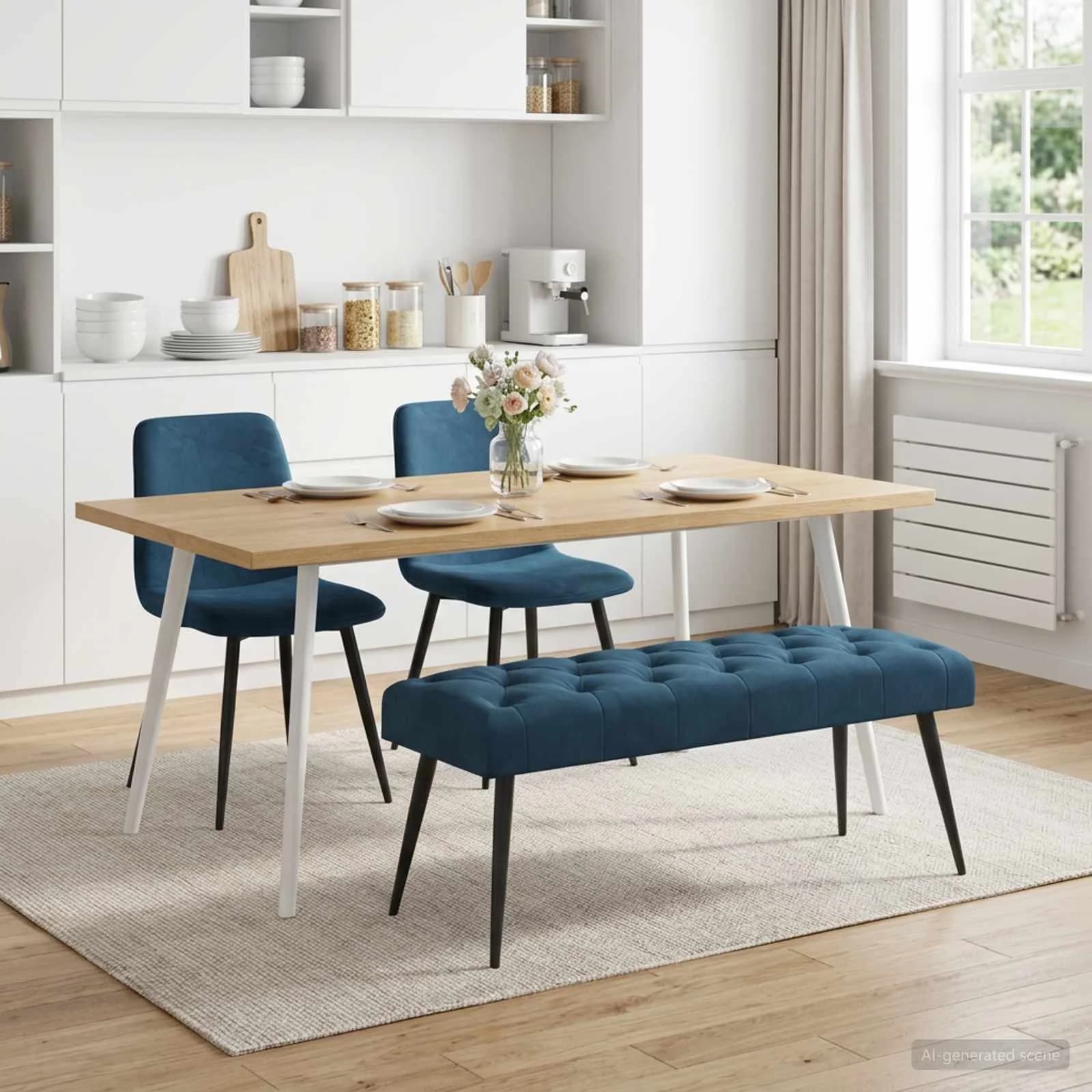 Klop s gumbnim oblazinjenjem Modra 110 x 40 x 46 cm Žamet