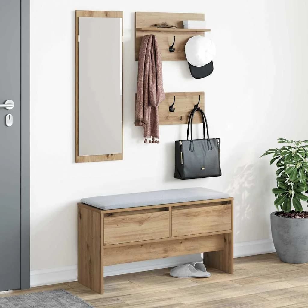 Komplet pohištva za predsobo 4 kos Oreh 90 x 31 x 46,5 cm - slika 4