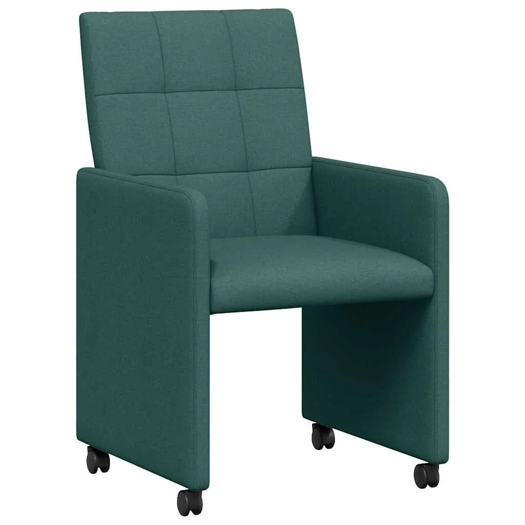 Jedilni stoli s kolesi 2 kos blago Temno zelena 58 x 65 x 94 cm - slika 2