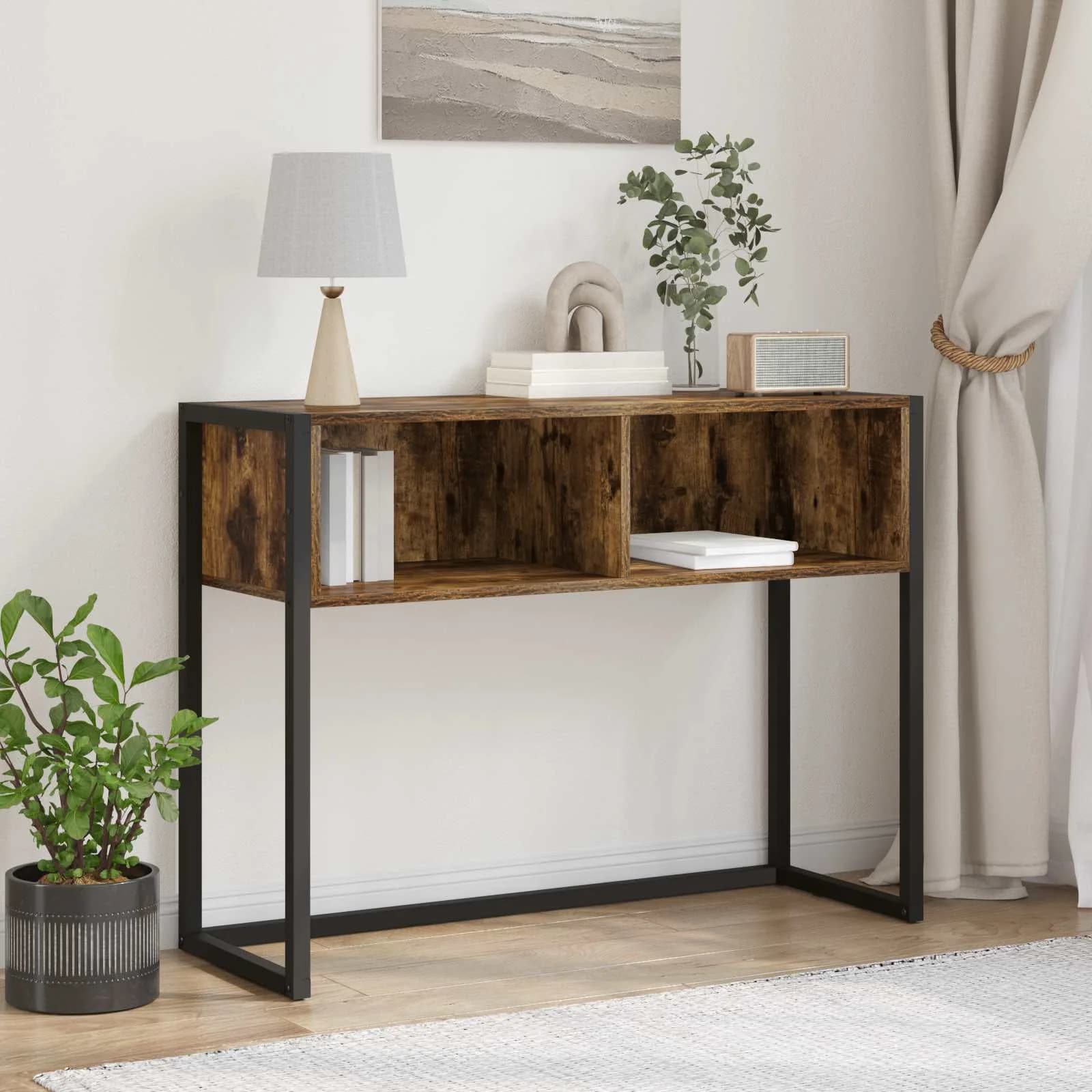 Stranska miza Dimni hrast 100 x 36 x 75 cm Inženirski les