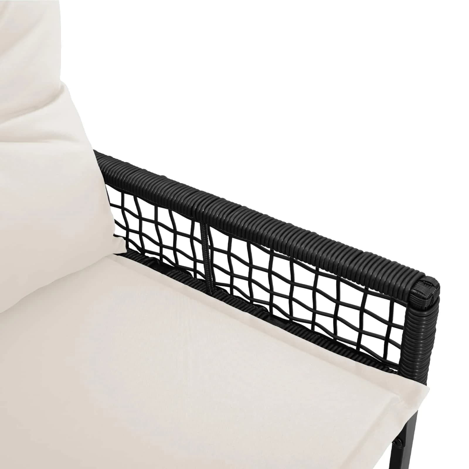 Zunanja klop z blazino Črna in krem bela 118 x 55 x 82 cm - slika 9
