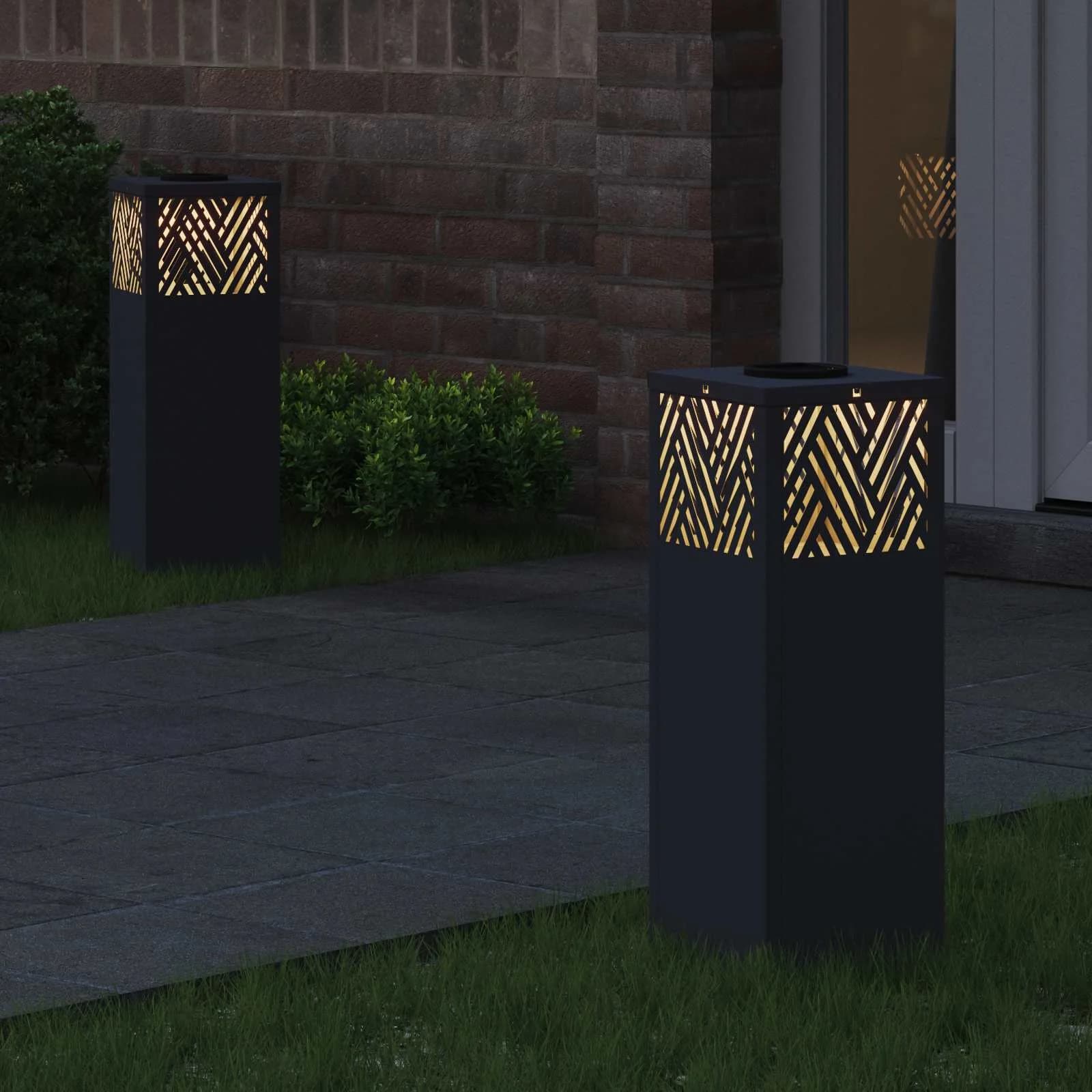 Solarno LED svetilo za pot 2 kos Toplo bela 18 x 18 x 50 cm - slika 3