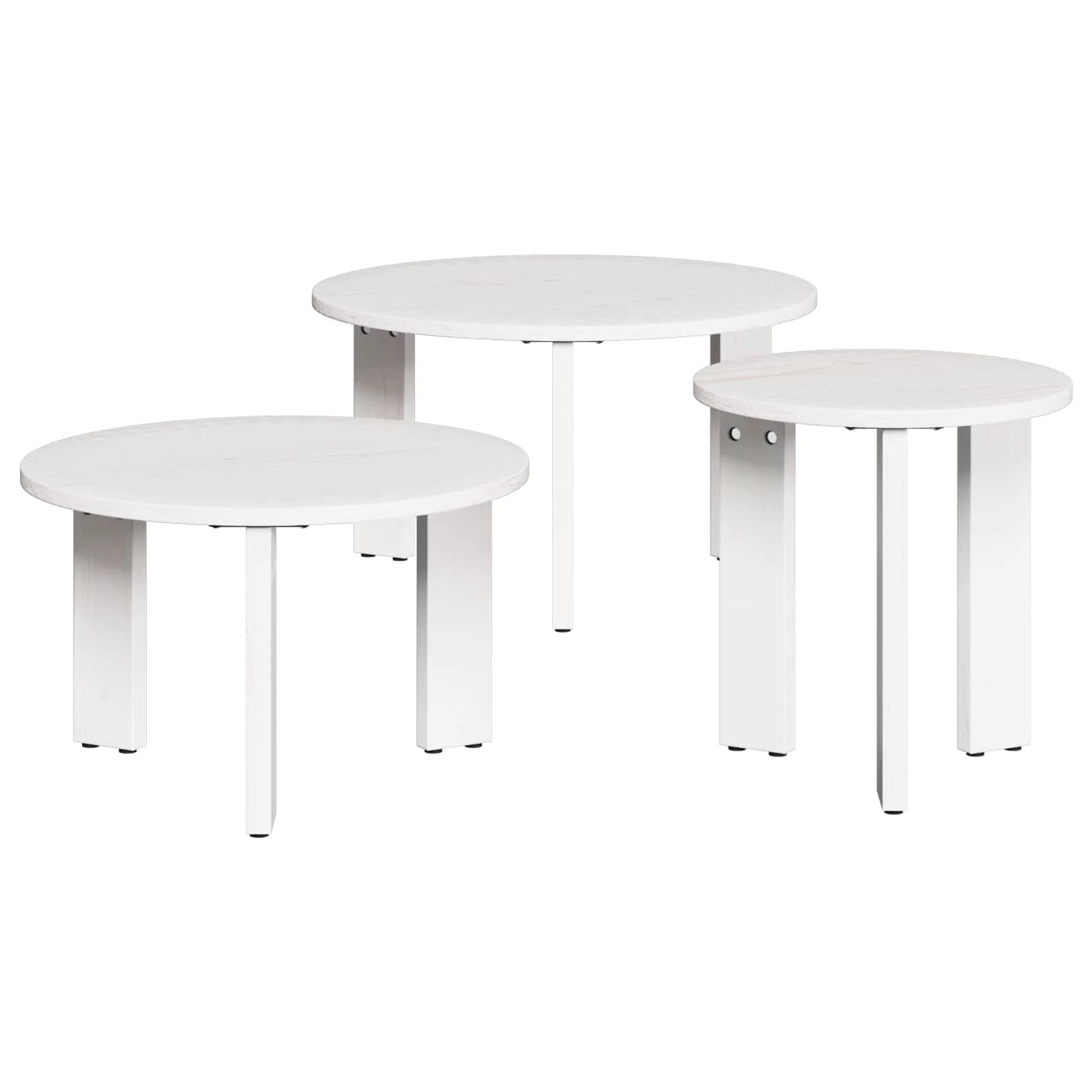 Klubska miza 3 kos Bela 47,5 x 47,5 x 27 cm Trdna borovina