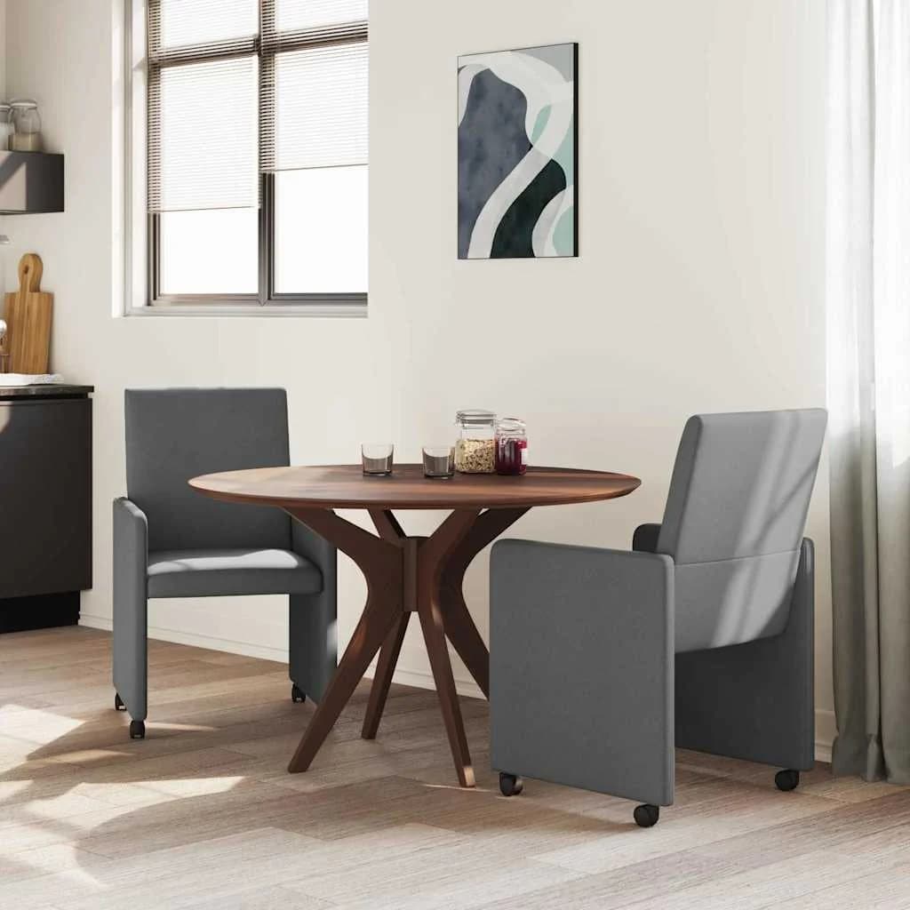 Jedilni stoli s kolesi 2 kos blago Temno siva 57 x 66 x 94 cm - slika 3