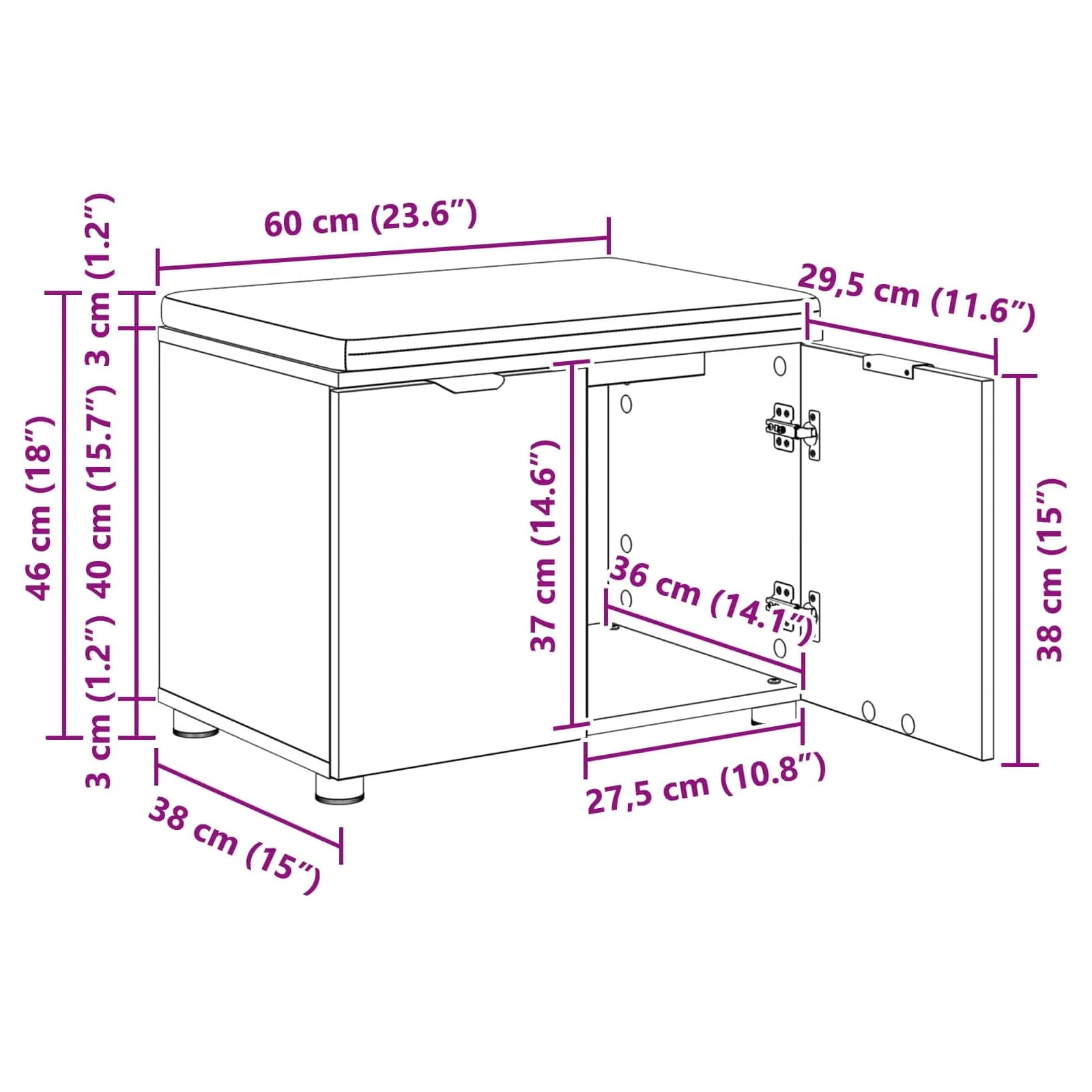 Haldna klop Beton Siva 60 x 38 x 46 cm Oblikovan Les in Tkanina - slika 12