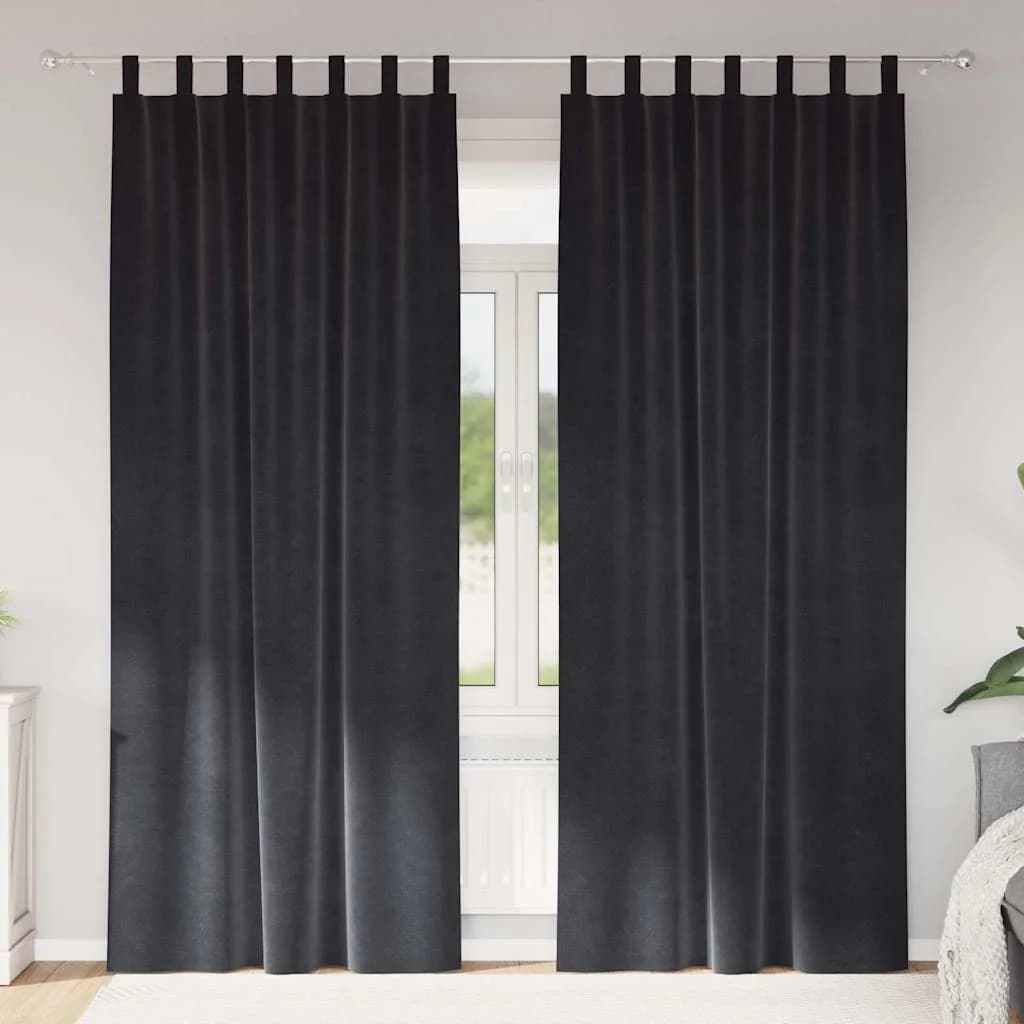 Zatemnitvene zavese 2 kos Temno siva 140 x 225 cm Žamet