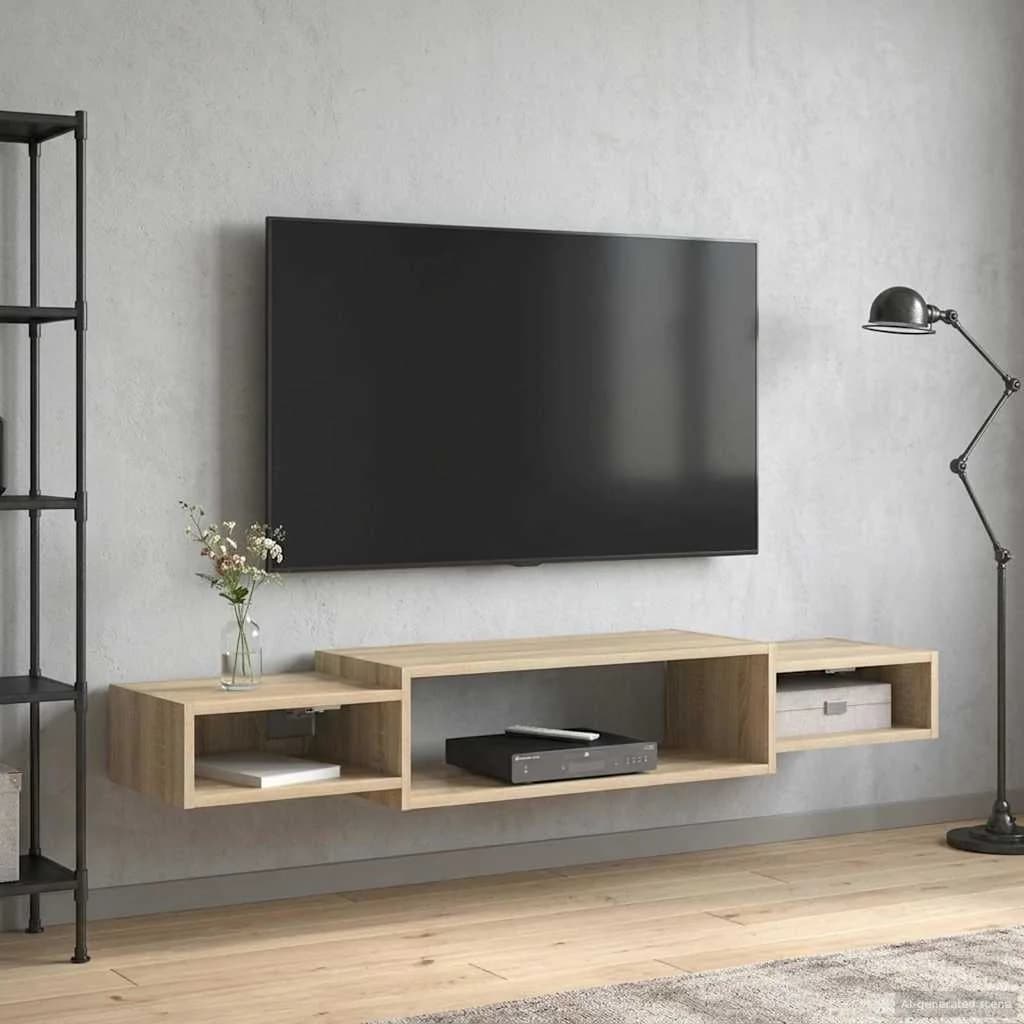 Stenska TV omarica Montaža za steno Sonoma hrast