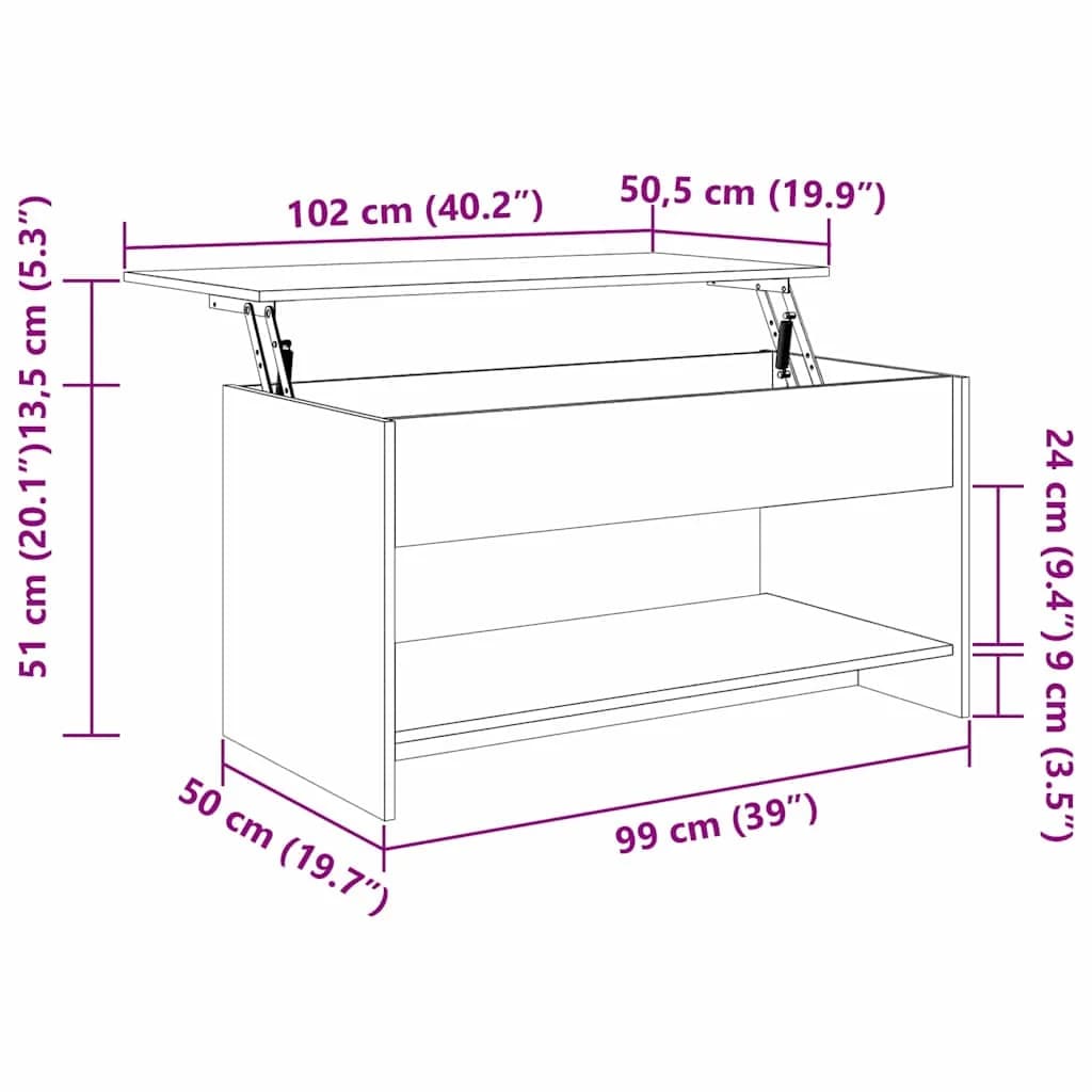 Klubska miza Umetni hrast 80 x 50,5 x 41,5 cm Inženirski les - slika 12