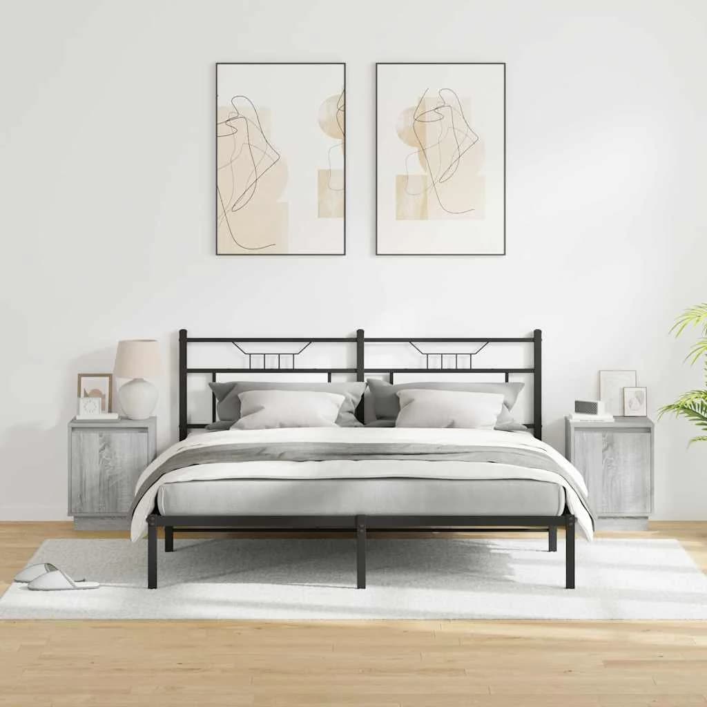 Nočna omarica 2 kos Siva 39 x 34,5 x 50 cm Inženirski les - slika 4